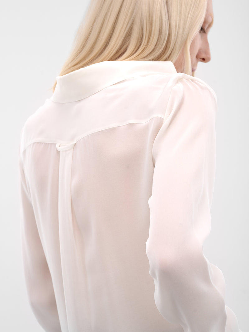 White Silk Long Sleeve Blouse (FN-WN-BLOU001202-WHITE)