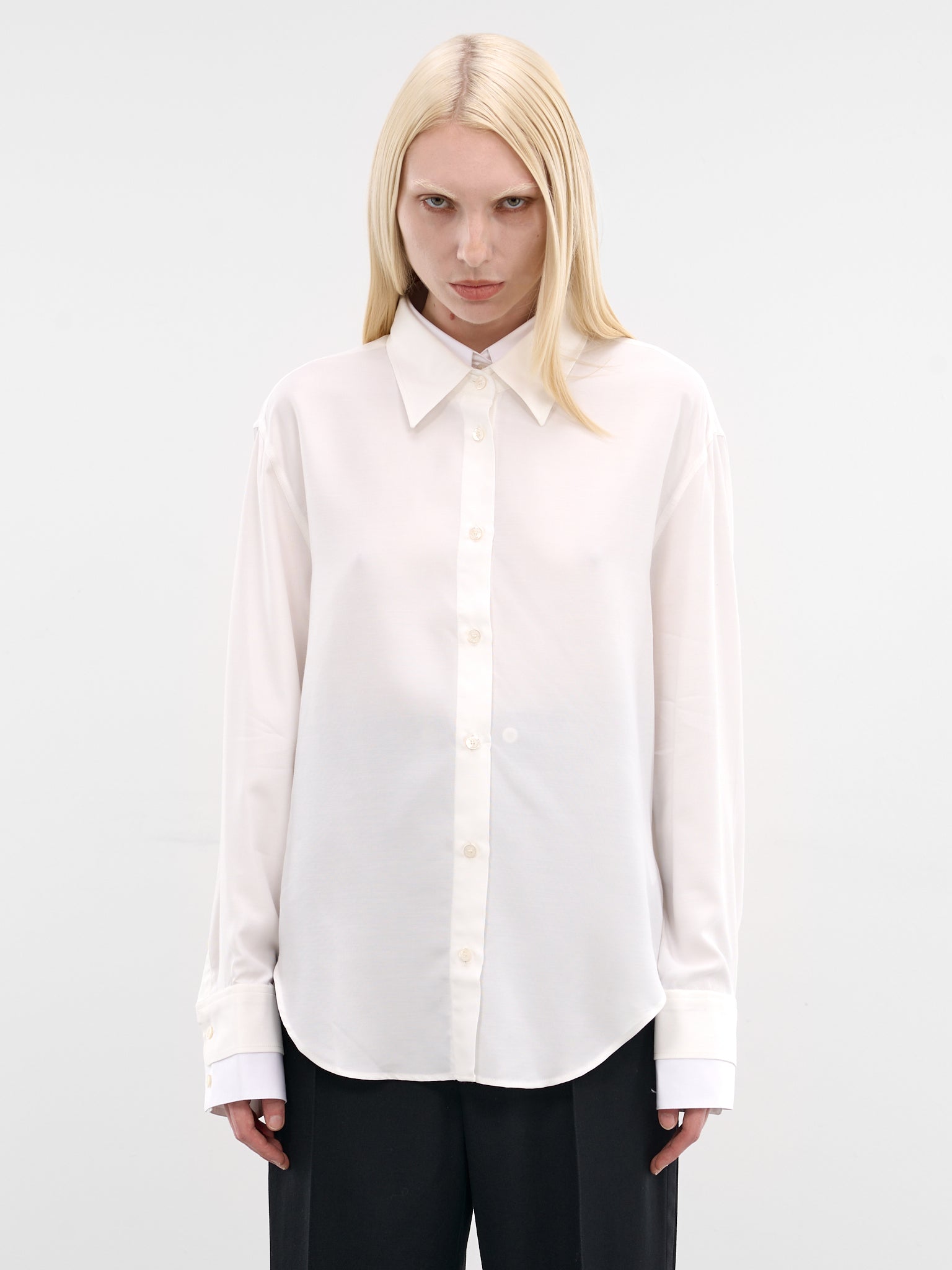 White Layered Button-Up Shirt (FN-WN-BLOU001275-WHITE)