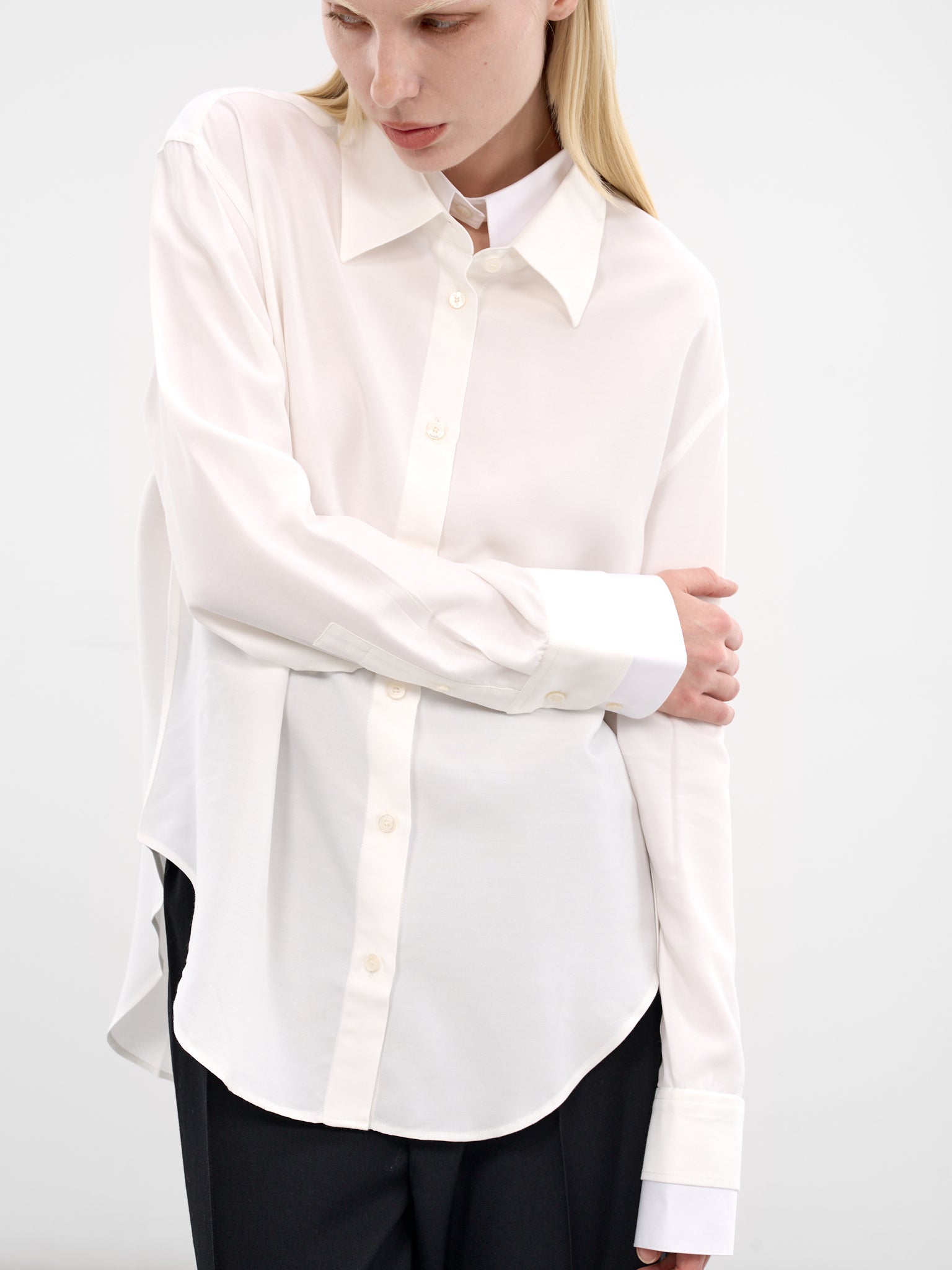 White Layered Button-Up Shirt (FN-WN-BLOU001275-WHITE)