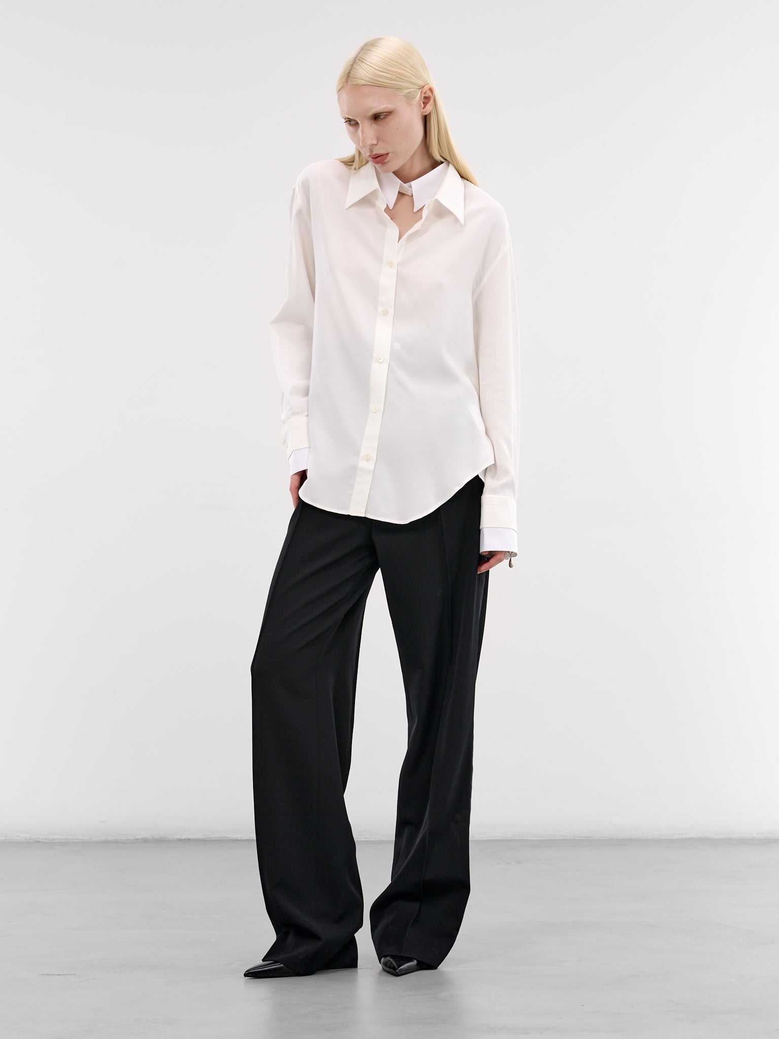White Layered Button-Up Shirt (FN-WN-BLOU001275-WHITE)