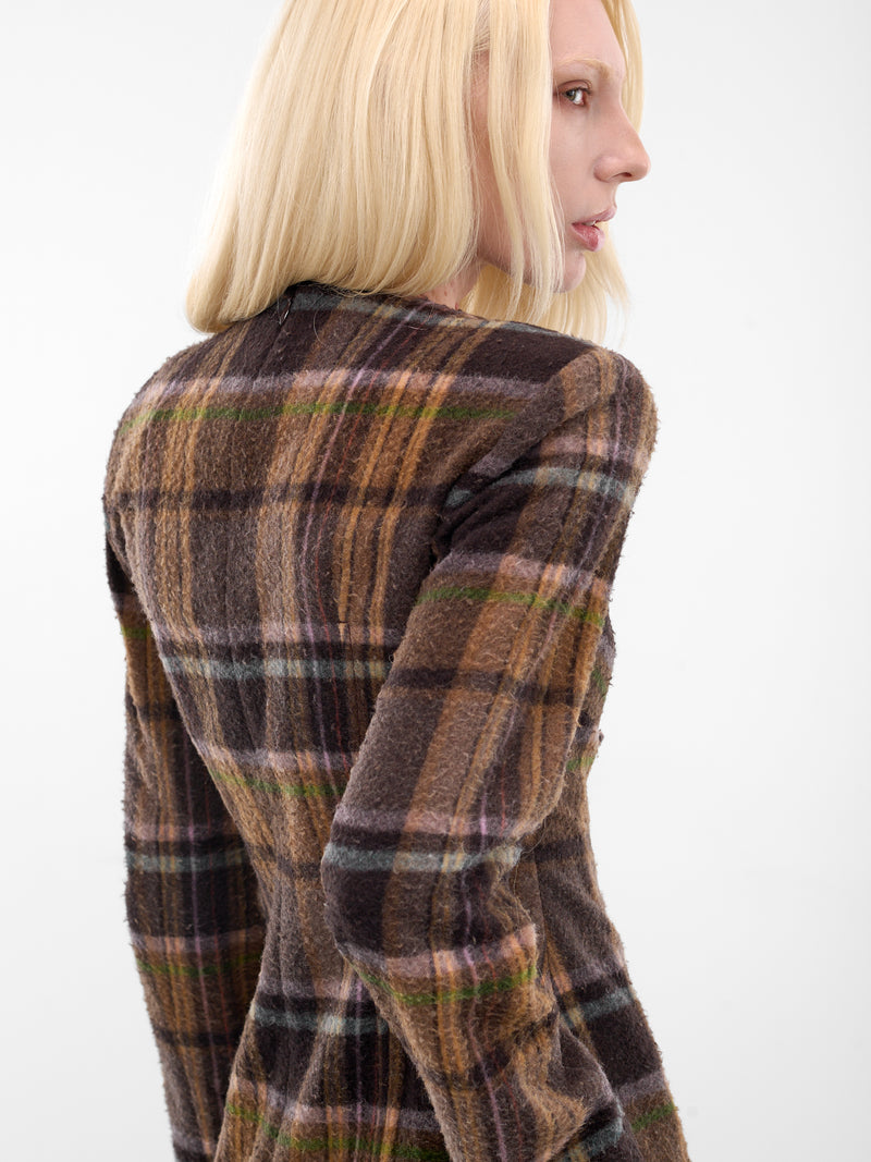 Brown Check Wool Mini Dress (FN-WN-DRES001481-MULTI-BROWN)