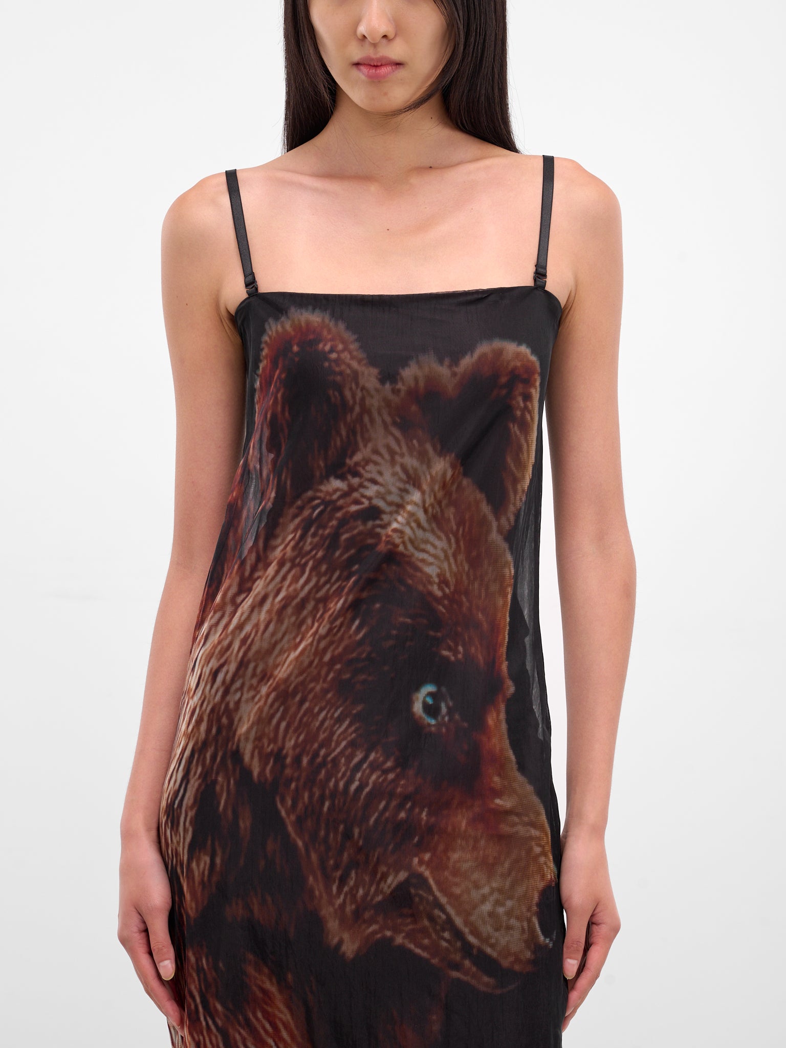 Black Sheer Printed Maxi Dress (FN-WN-DRES001610-BLACK-BROWN)