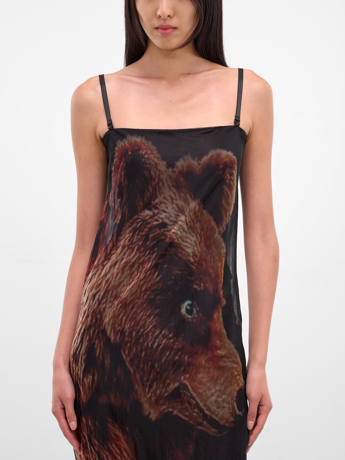 Black Sheer Printed Maxi Dress (FN-WN-DRES001610-BLACK-BROWN)