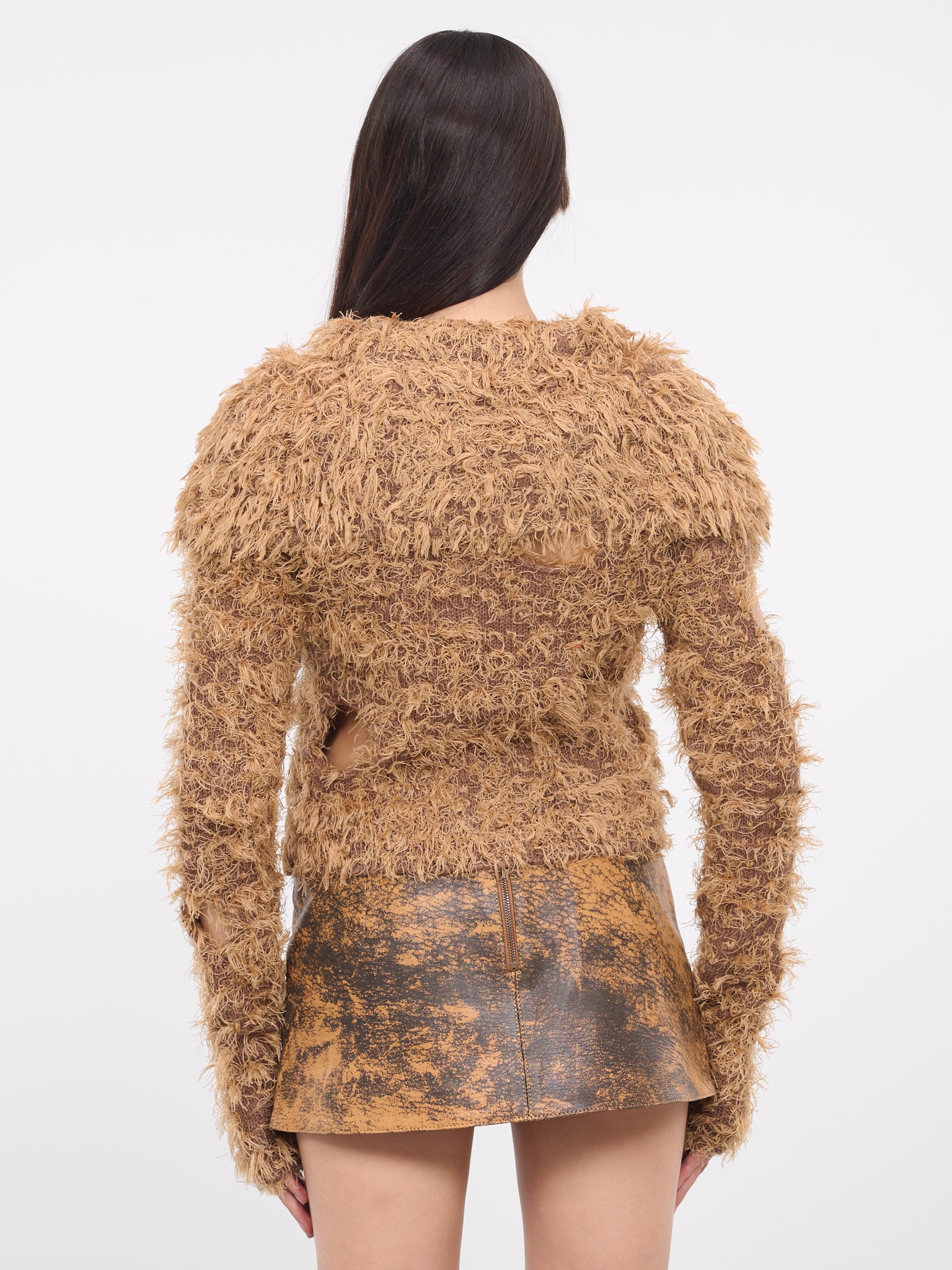 Hairy Knit Cardigan (FN-WN-KNIT000599-CAMEL-BROWN)