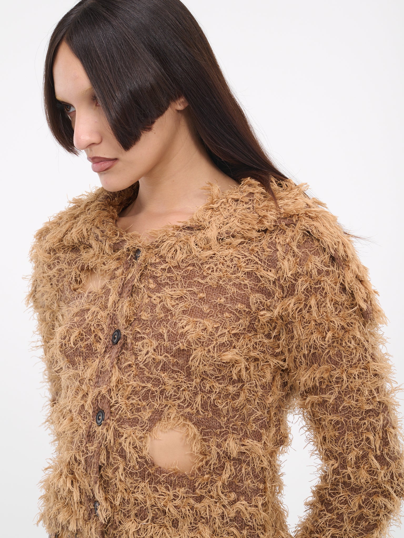 Hairy Knit Cardigan (FN-WN-KNIT000599-CAMEL-BROWN)