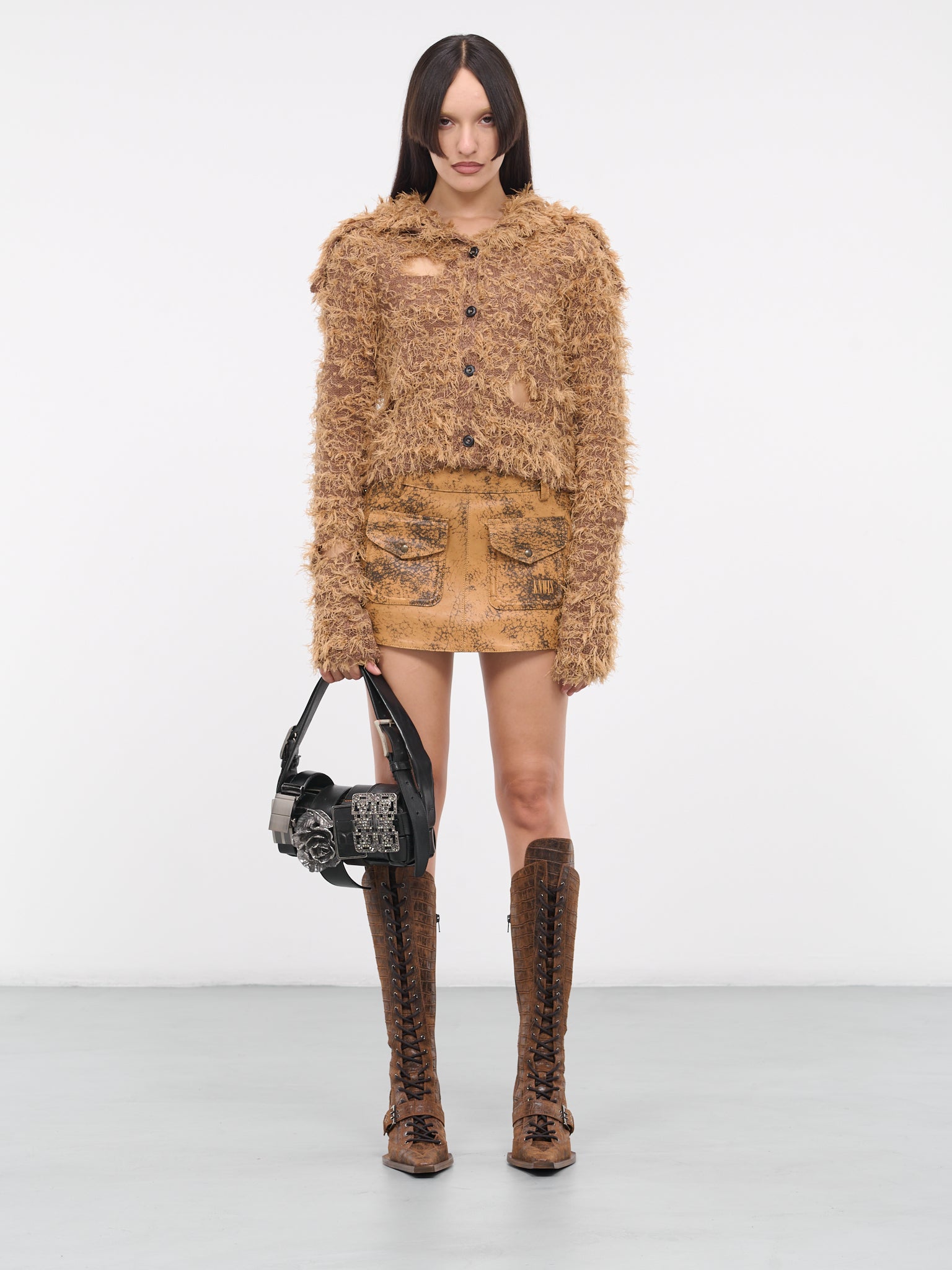 Hairy Knit Cardigan (FN-WN-KNIT000599-CAMEL-BROWN)
