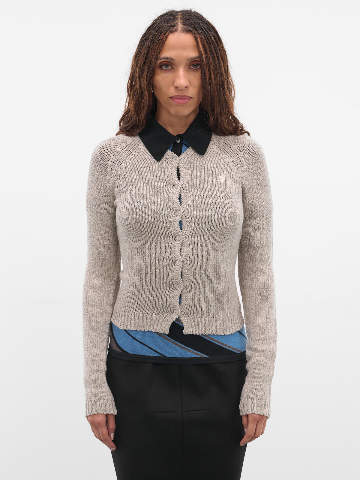 Gray Gray Knit Cardigan (FN-WN-KNIT000858-ASH-GREY)