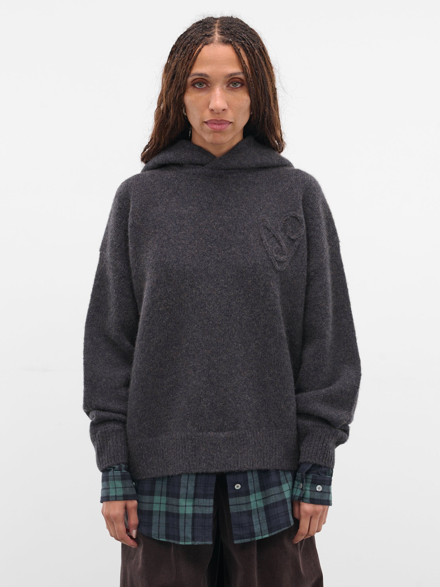 Gray Yak-Alpaca Knit Hoodie (FN-WN-KNIT000891-GRAPHITE-GREY)