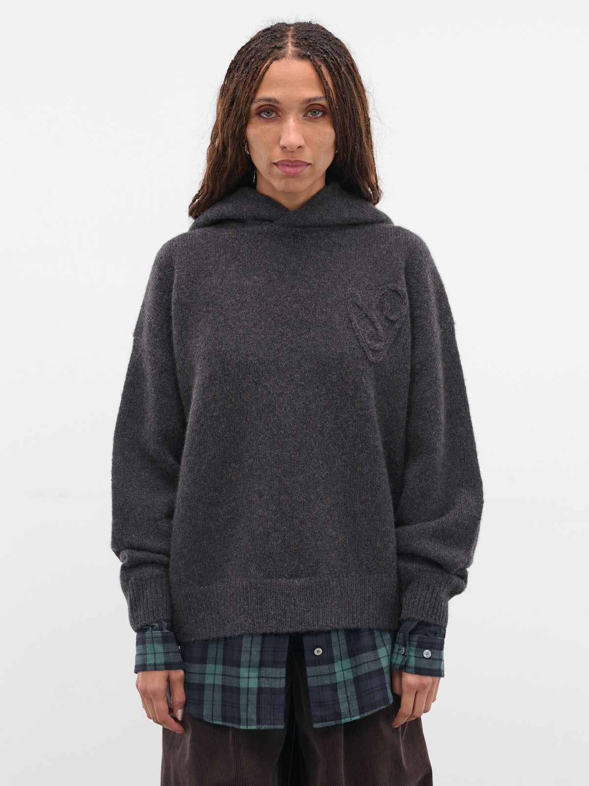 Gray Yak-Alpaca Knit Hoodie (FN-WN-KNIT000891-GRAPHITE-GREY)