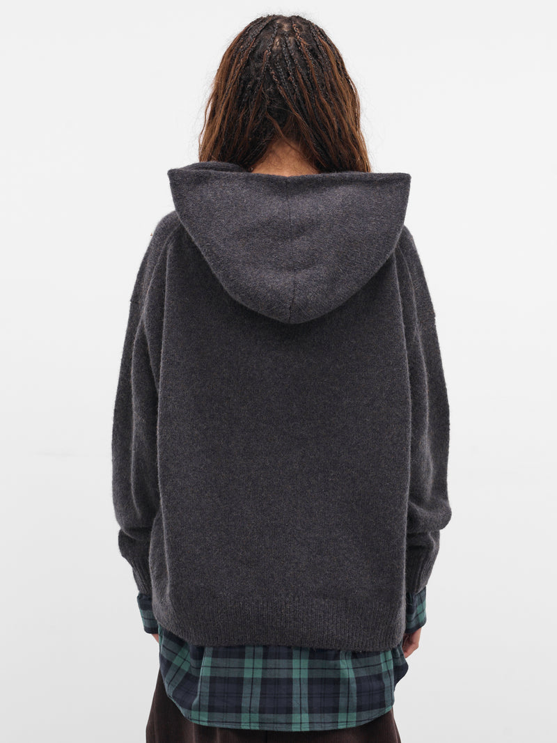 Gray Yak-Alpaca Knit Hoodie (FN-WN-KNIT000891-GRAPHITE-GREY)