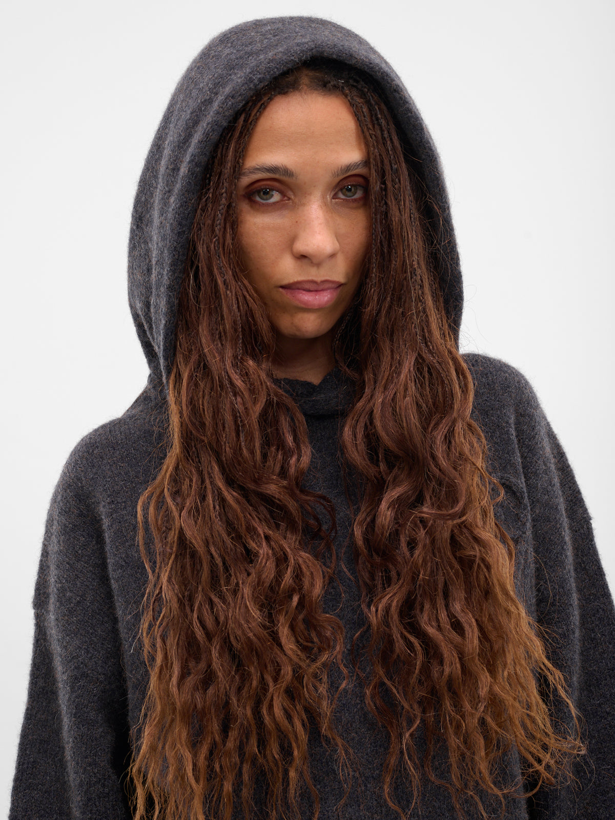 Gray Yak-Alpaca Knit Hoodie (FN-WN-KNIT000891-GRAPHITE-GREY)