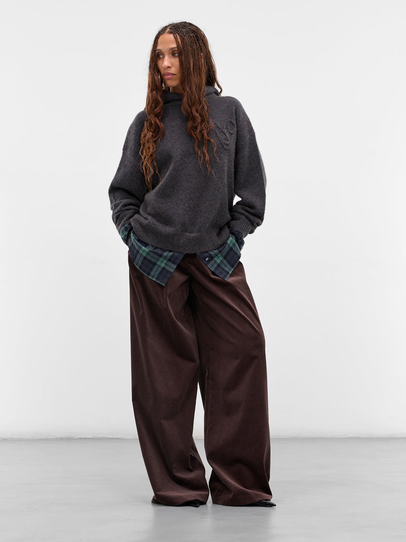 Gray Yak-Alpaca Knit Hoodie (FN-WN-KNIT000891-GRAPHITE-GREY)