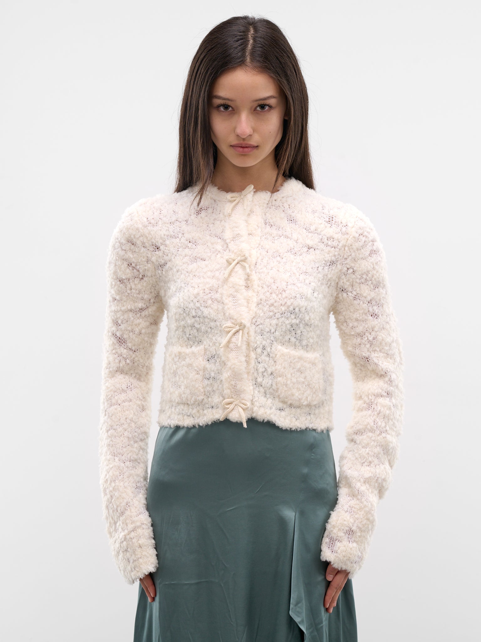 White Bow Wool Cardigan (FN-WN-KNIT000824-WHITE)
