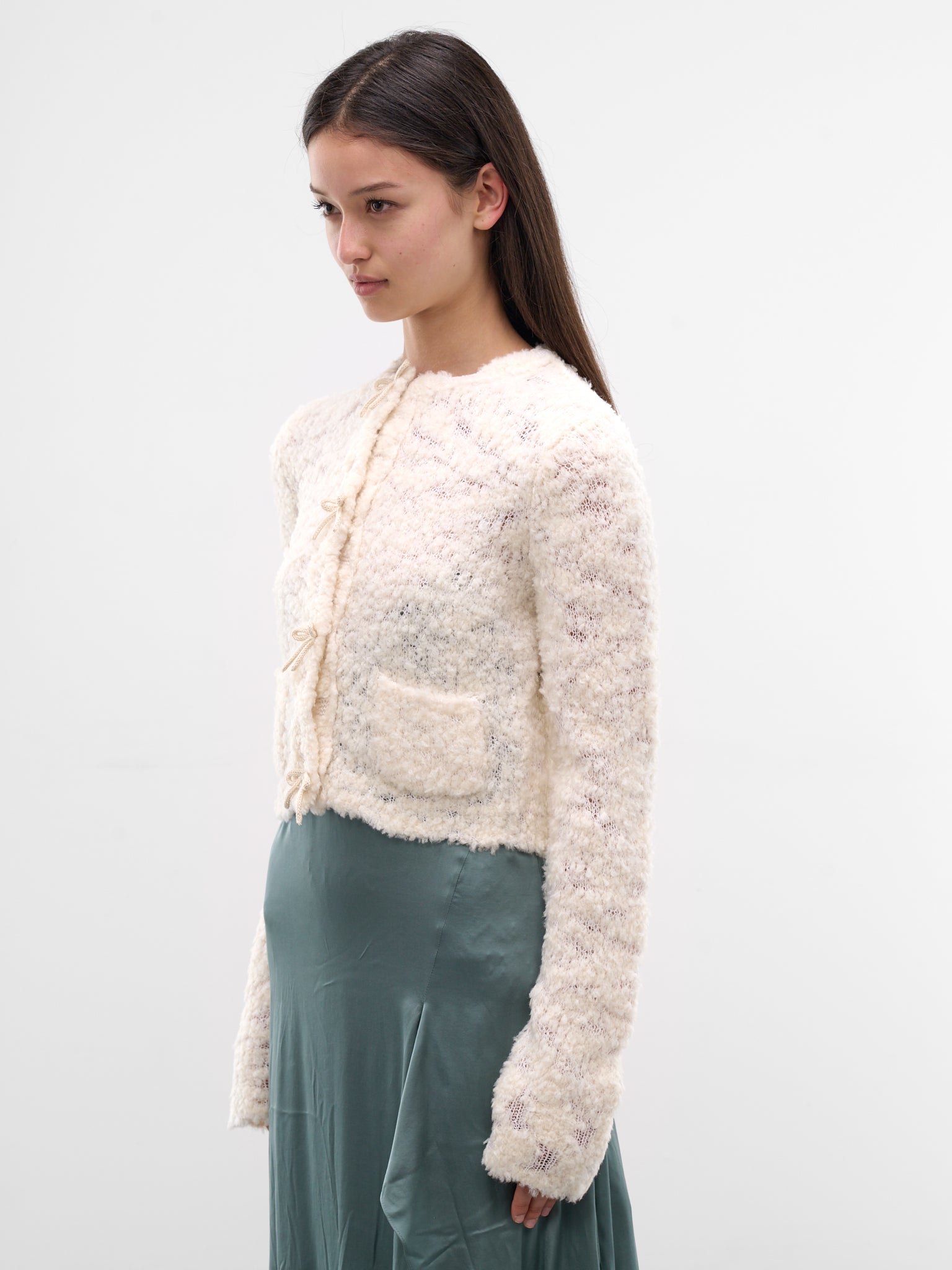 White Bow Wool Cardigan (FN-WN-KNIT000824-WHITE)