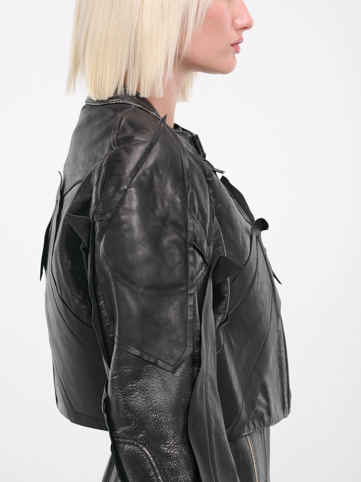 Patchwork Biker Jacket (FN-WN-LEAT000303-BLACK)