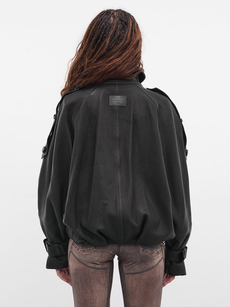 Black Lamb Leather Trench Jacket (FN-WN-LEAT000445-BLACK)