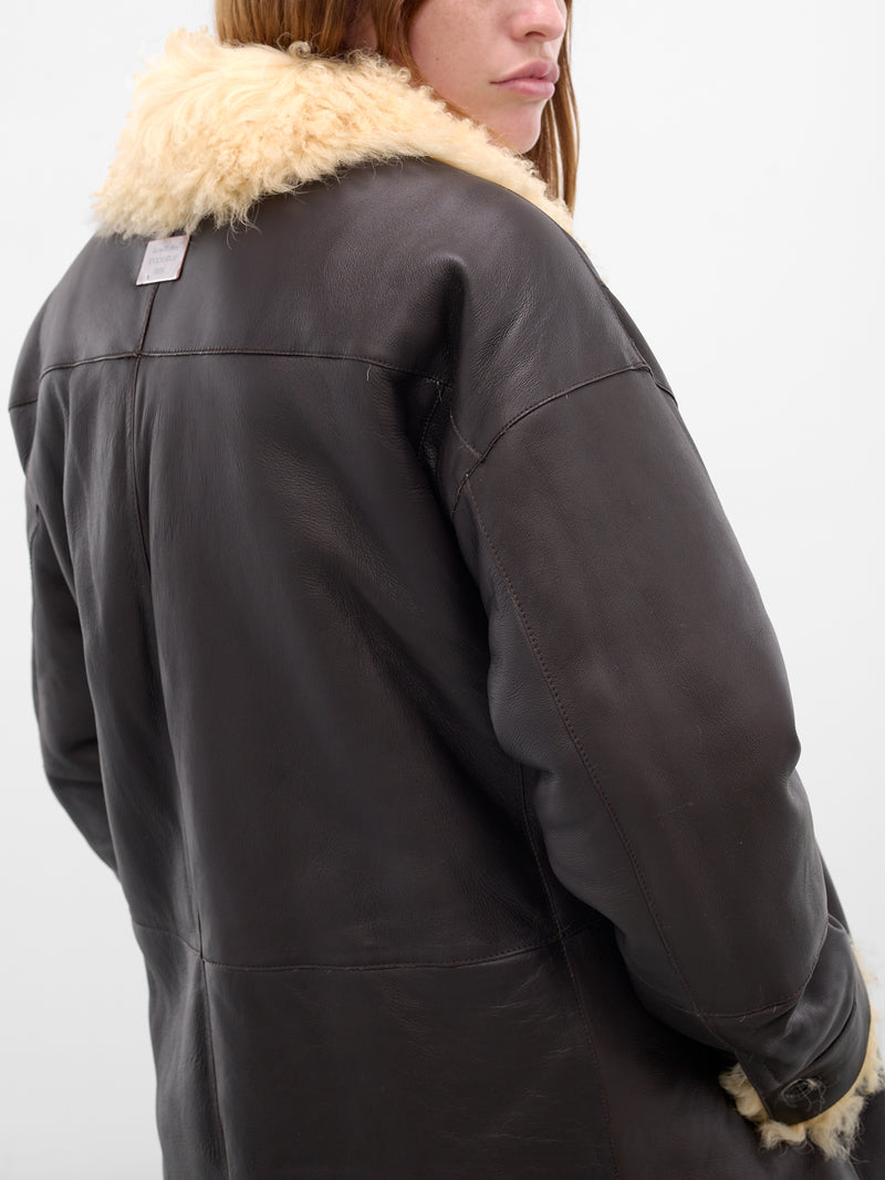 Brown Lamb Shearling Leather Jacket (FN-WN-LEAT000455-COFFEE-BROWN-)