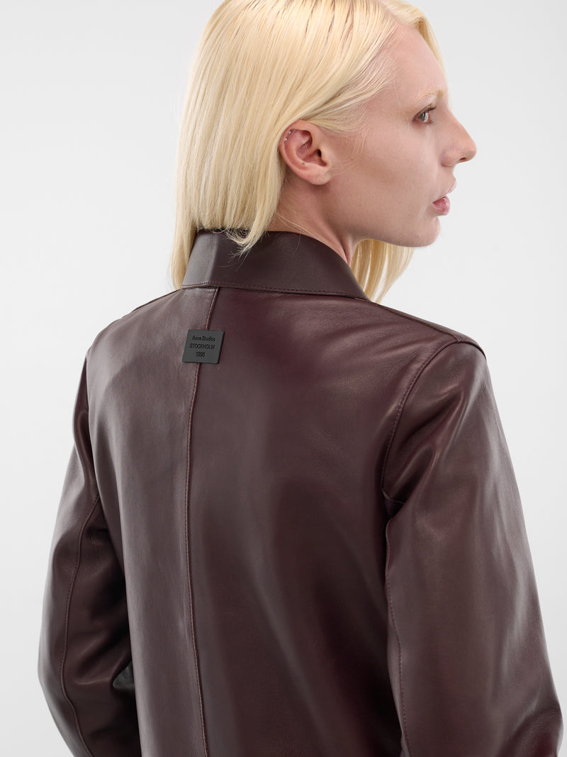 Brown Leather Long Coat (FN-WN-LEAT000462-CHOCOLATE-BRO)