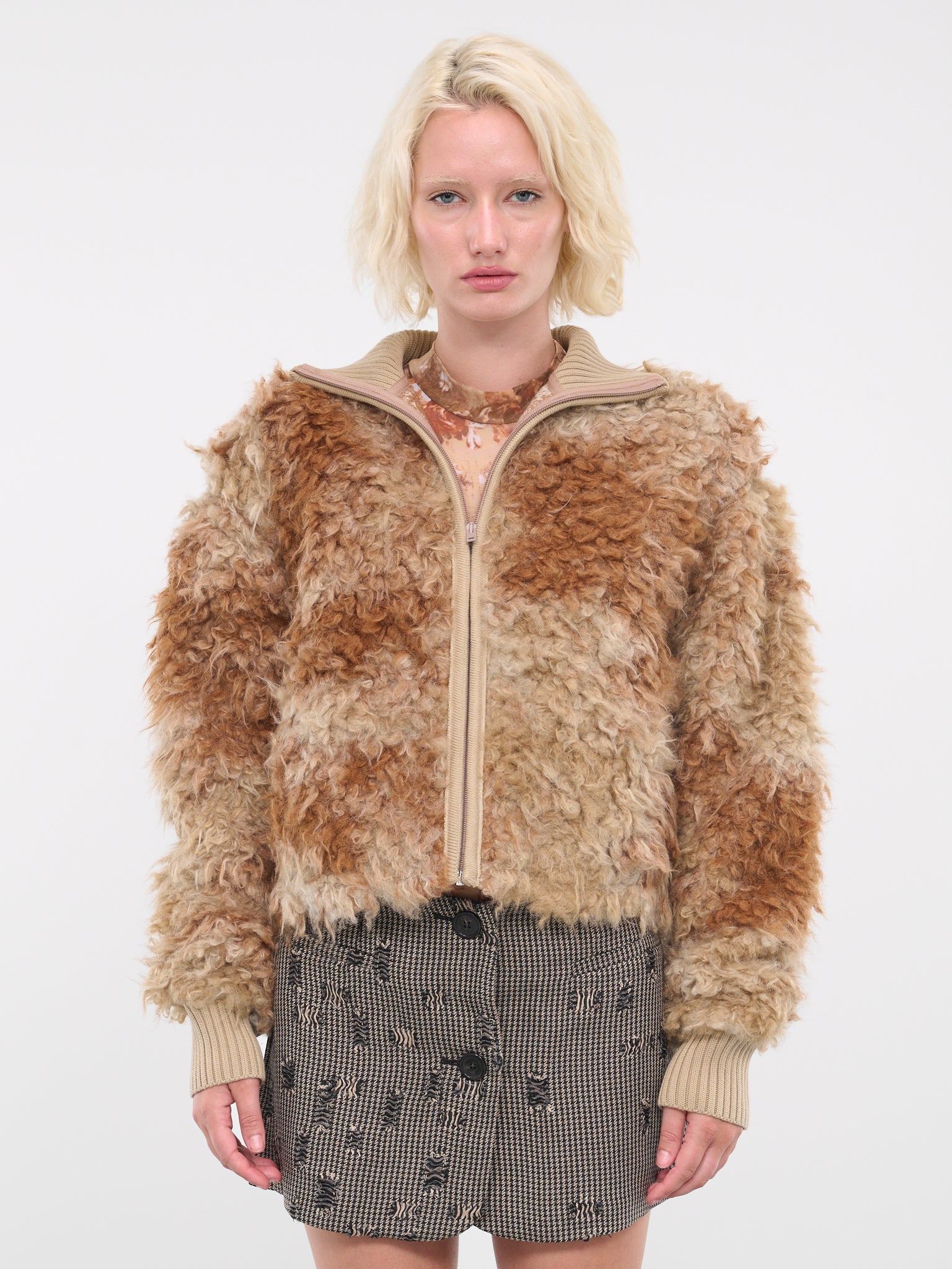 Furry Jacket (FN-WN-OUTW000873-BROWN-BEIGE)