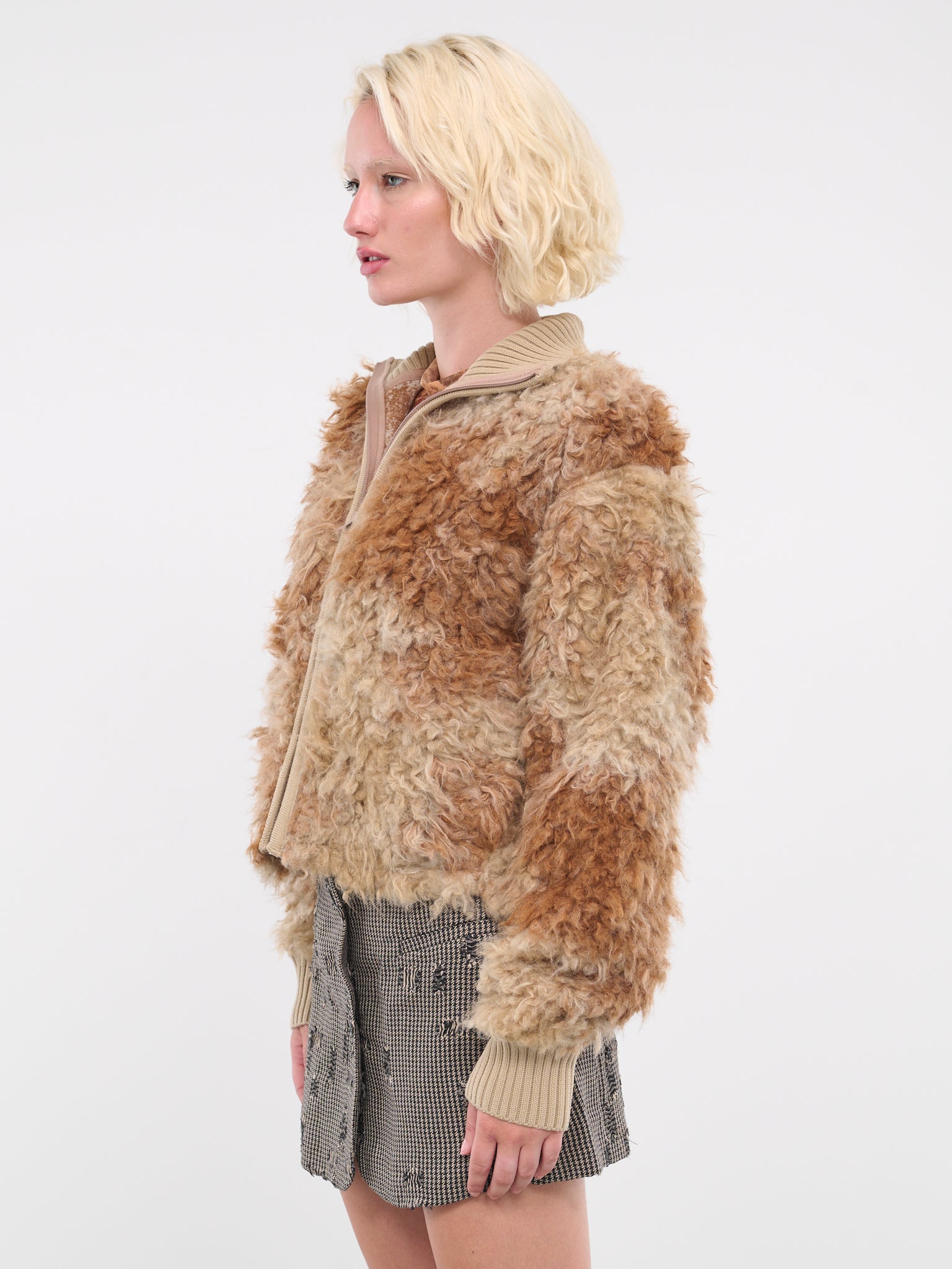 Furry Jacket (FN-WN-OUTW000873-BROWN-BEIGE)