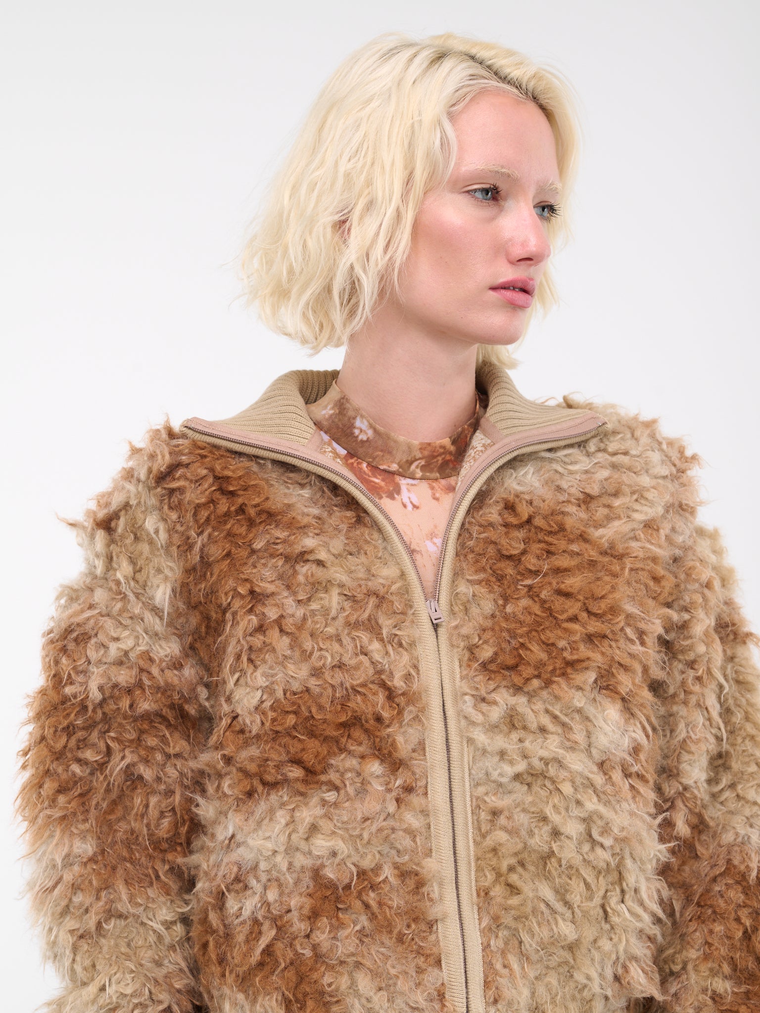 Furry Jacket (FN-WN-OUTW000873-BROWN-BEIGE)
