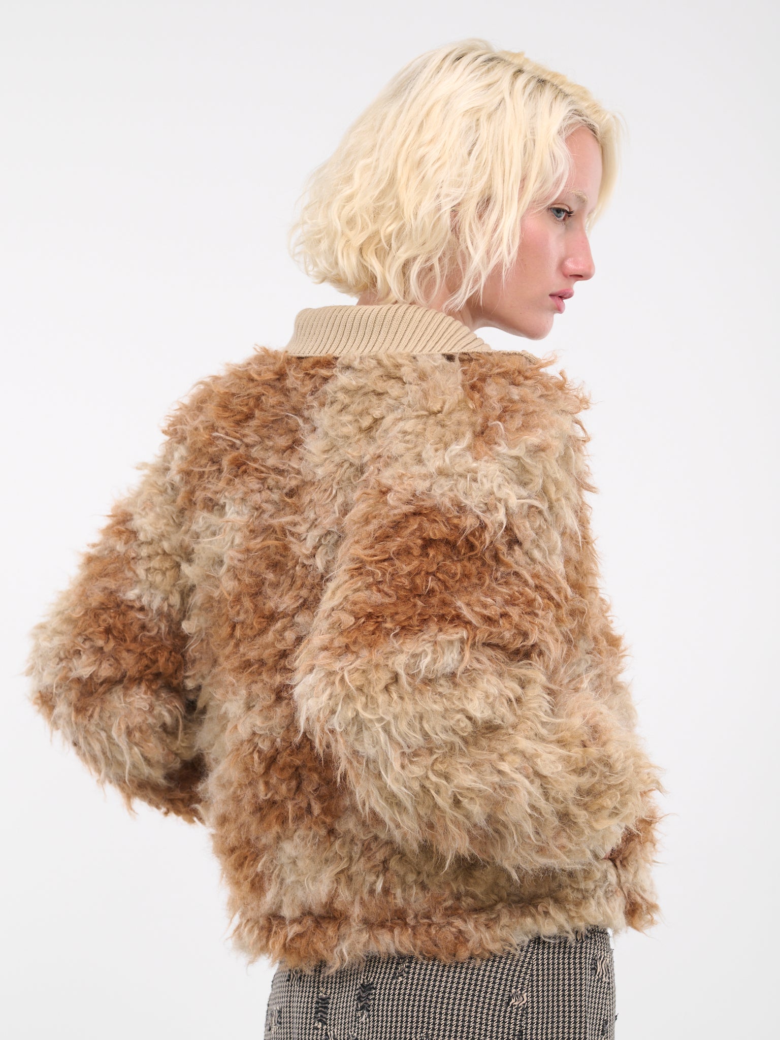 Furry Jacket (FN-WN-OUTW000873-BROWN-BEIGE)
