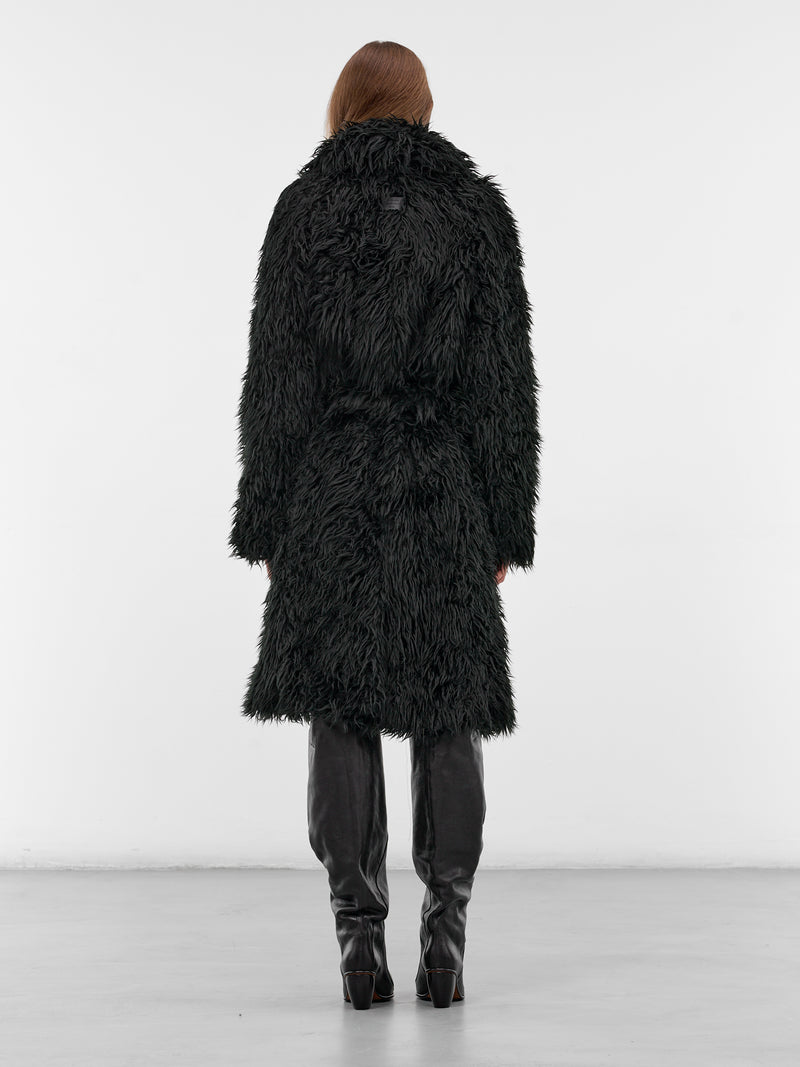 Black Faux Fur Mid Coat (FN-WN-OUTW001064-BLACK)