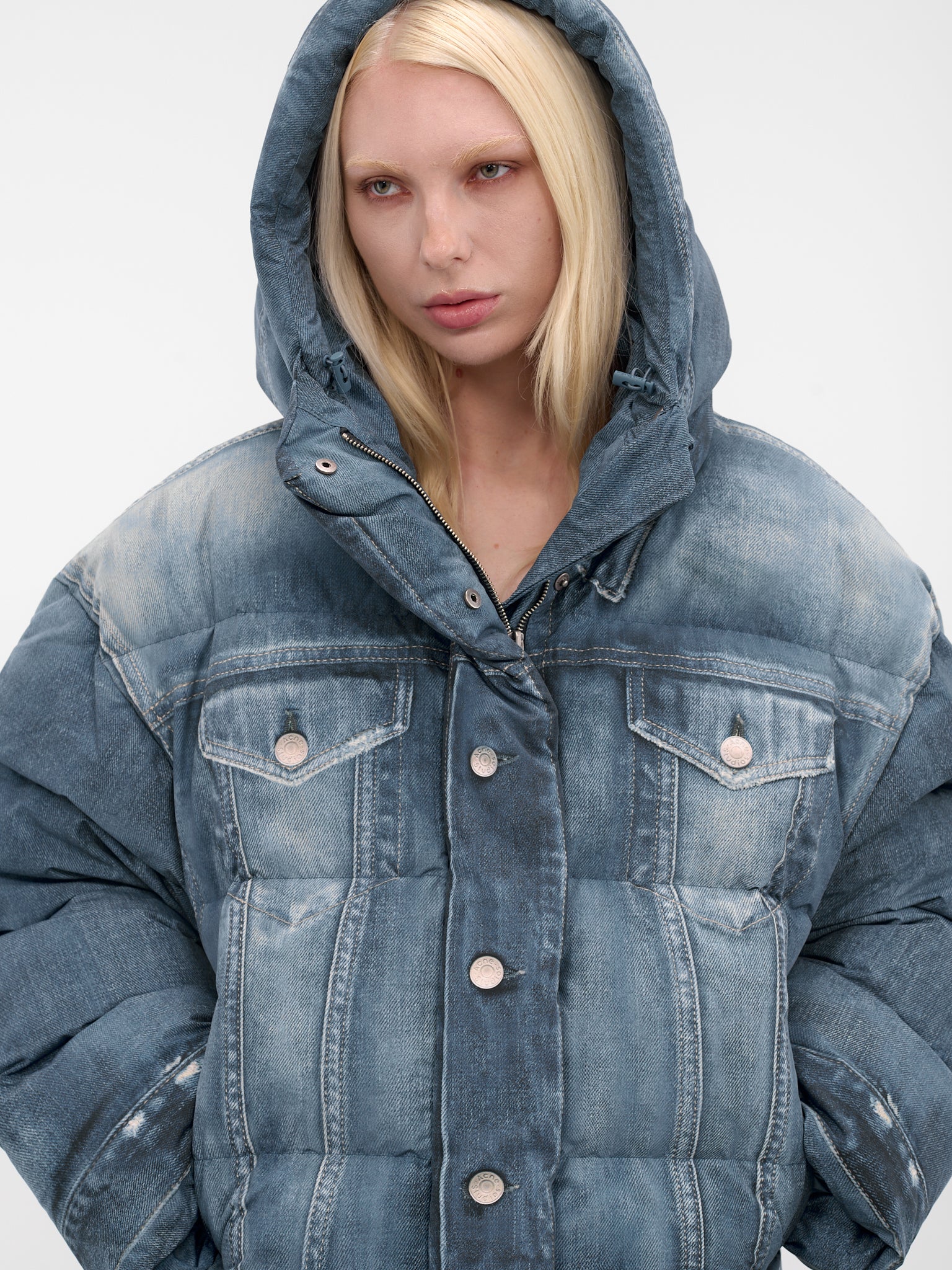 Trompe L'oeil Denim Puffer Jacket (FN-WN-OUTW001061-DENIM-BLUE)