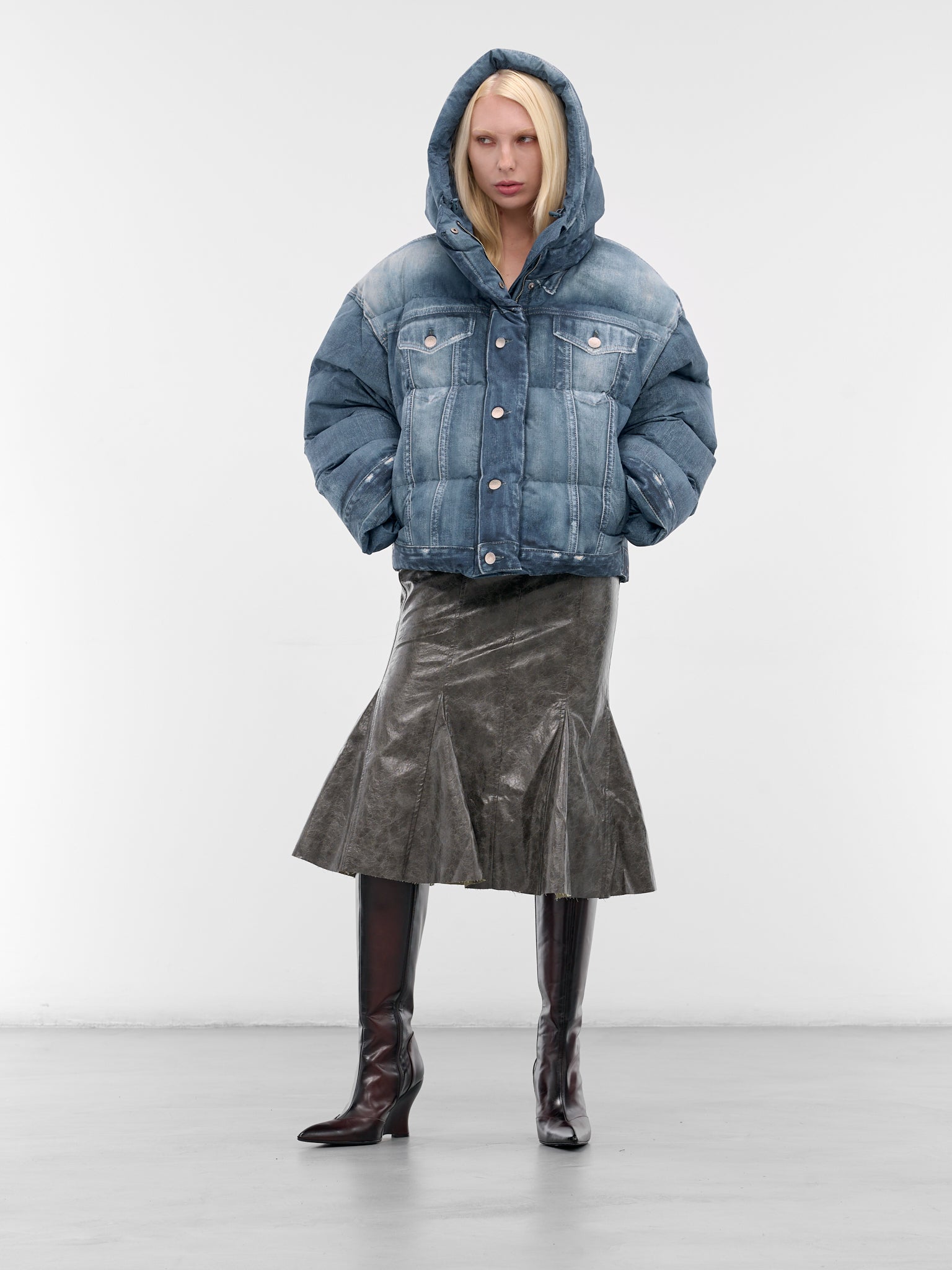 Trompe L'oeil Denim Puffer Jacket (FN-WN-OUTW001061-DENIM-BLUE)