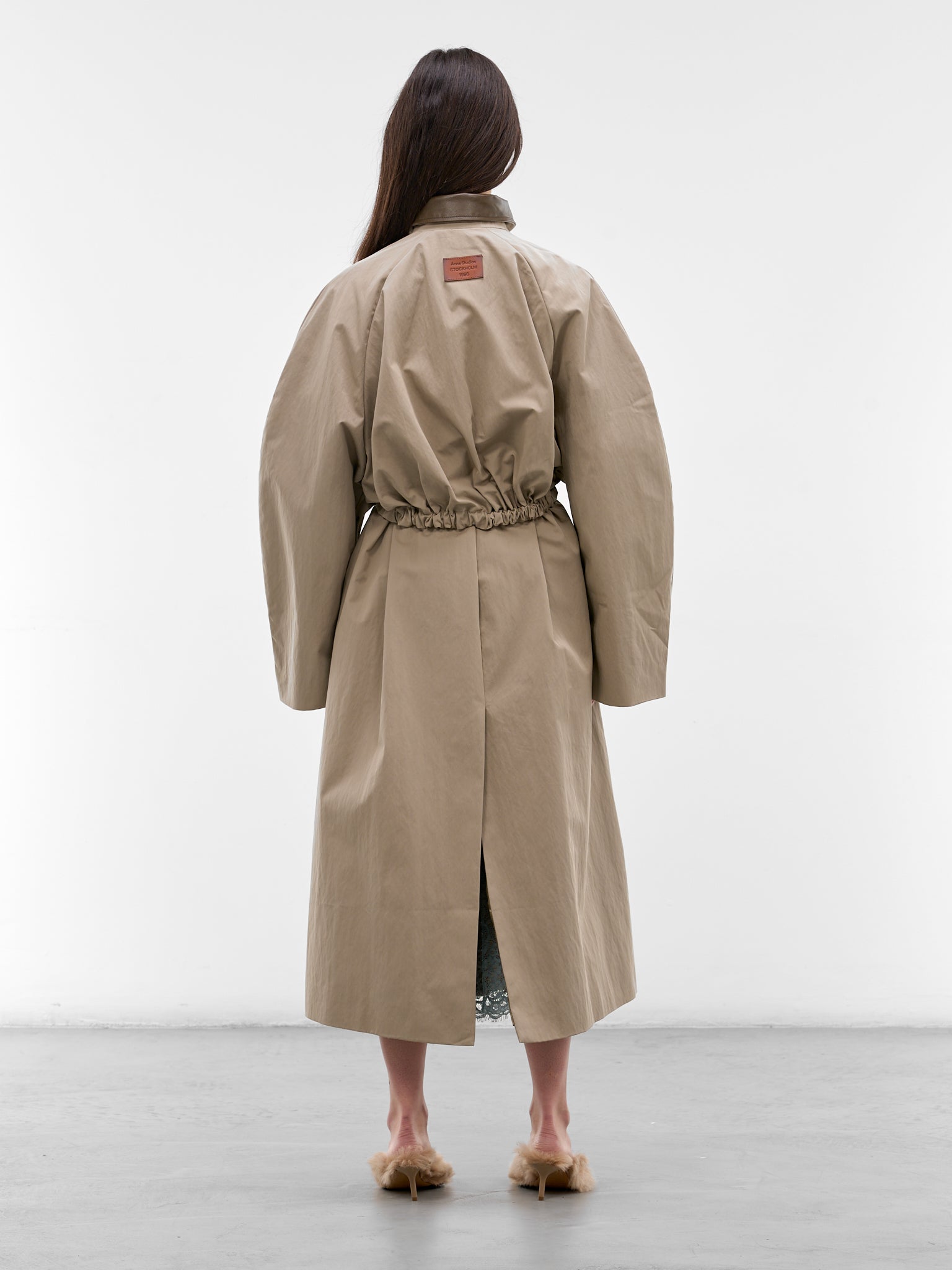 Khaki Cotton-Nylon Trench Coat (FN-WN-OUTW001150-KHAKI-GREY)