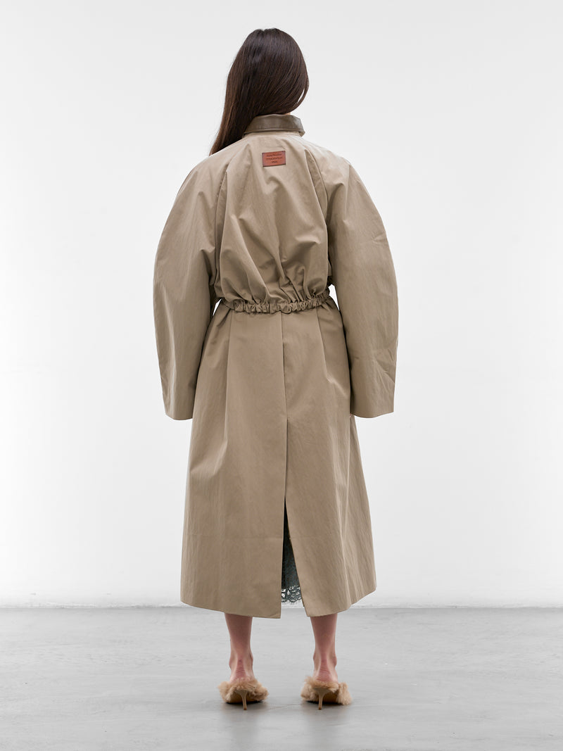 Khaki Cotton-Nylon Trench Coat (FN-WN-OUTW001150-KHAKI-GREY)