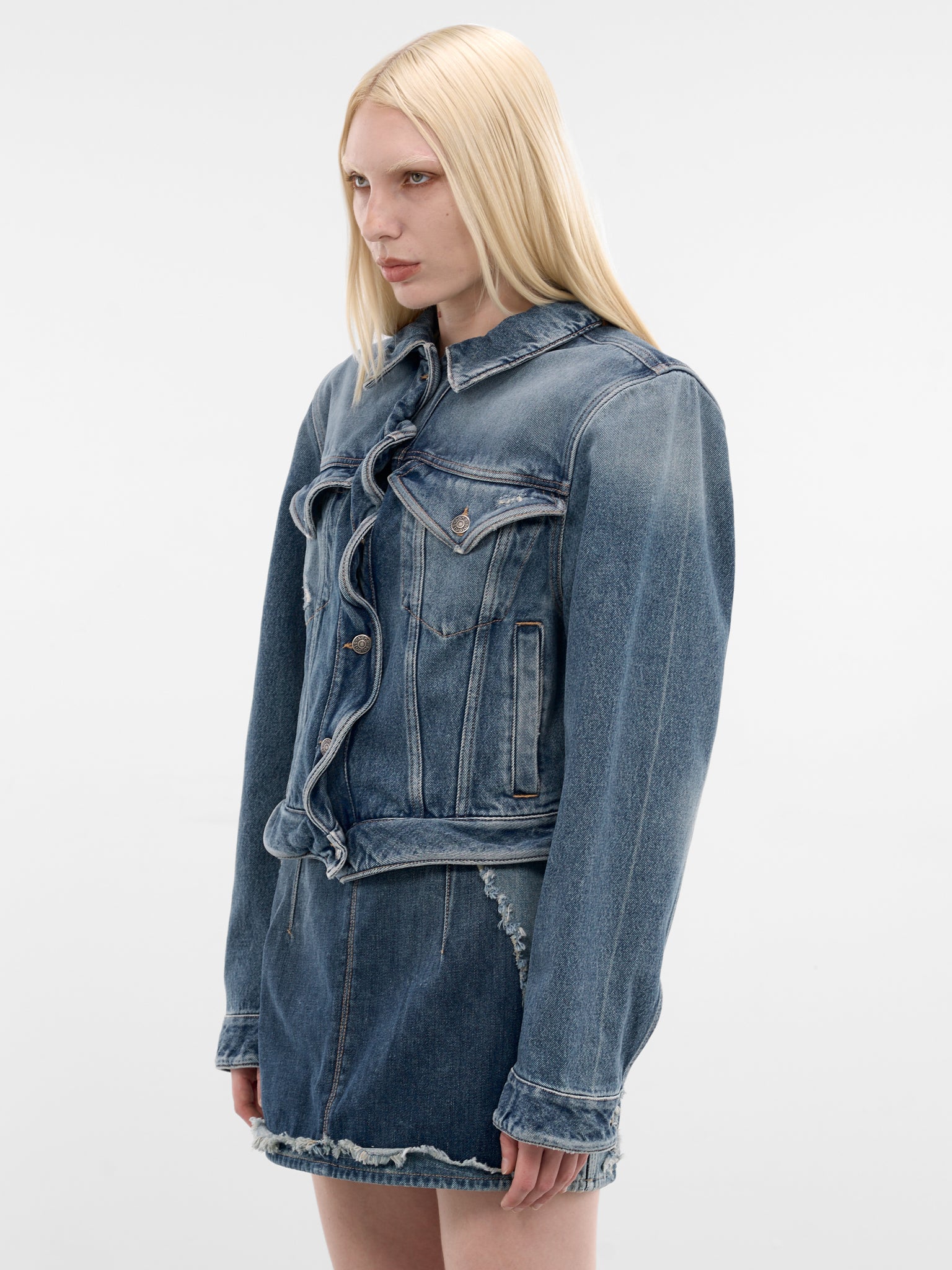 Blue Denim Wavy Jacket (FN-WN-OUTW001171-MID-BLUE)