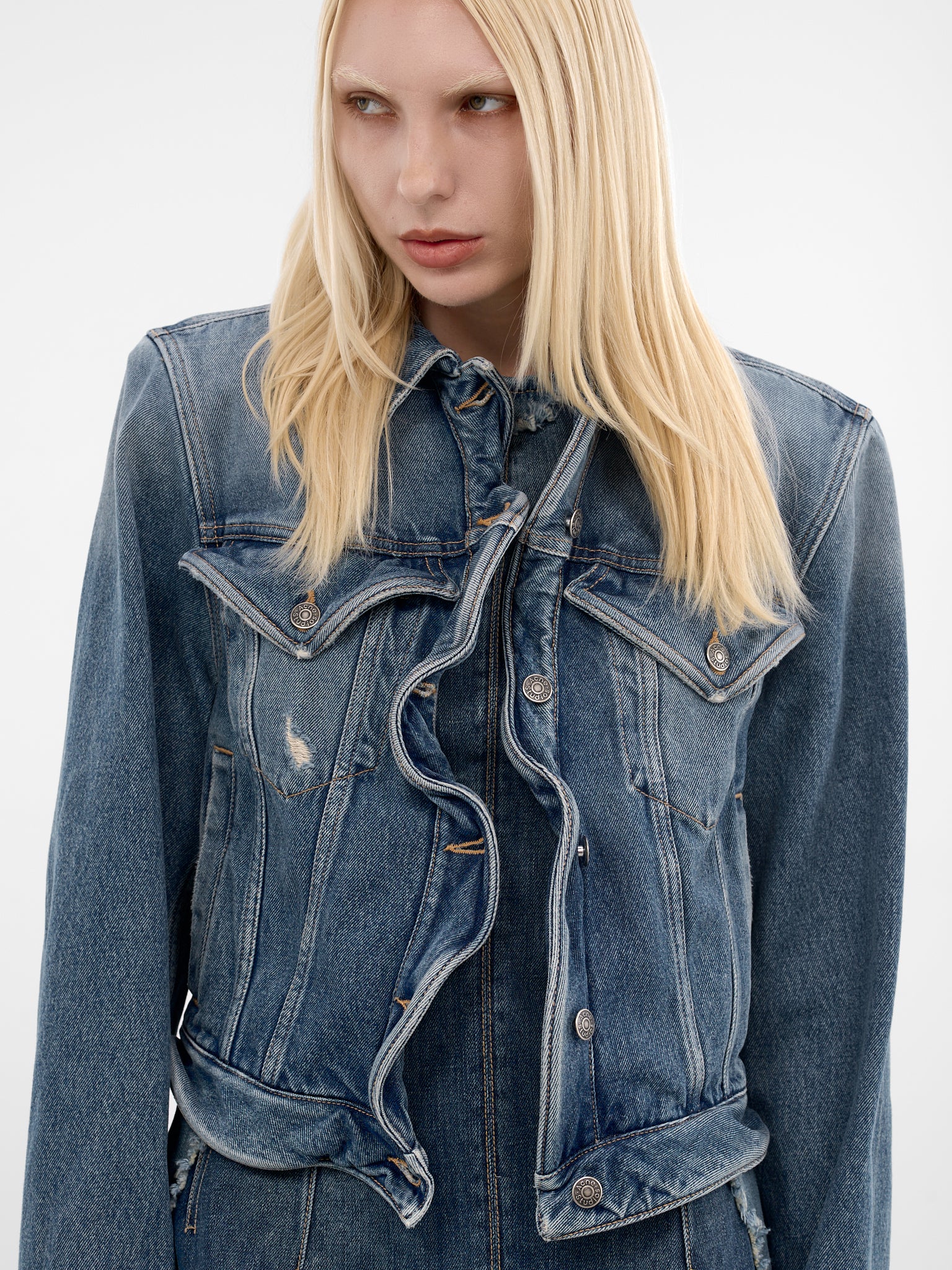 Blue Denim Wavy Jacket (FN-WN-OUTW001171-MID-BLUE)
