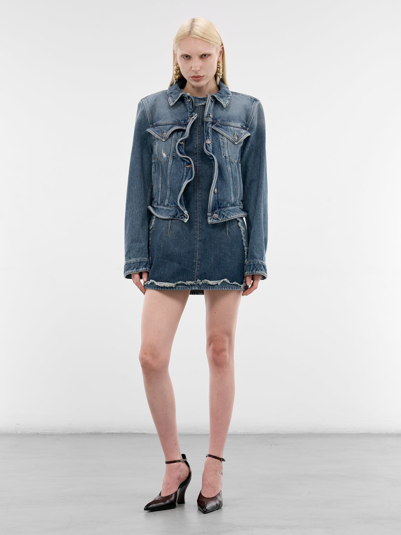 Blue Denim Wavy Jacket (FN-WN-OUTW001171-MID-BLUE)