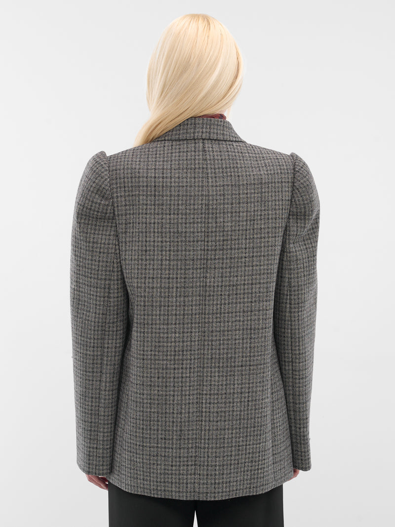 Gray Check Double-Breasted Blazer (FN-WN-SUIT000663-BLACK-WHITE)