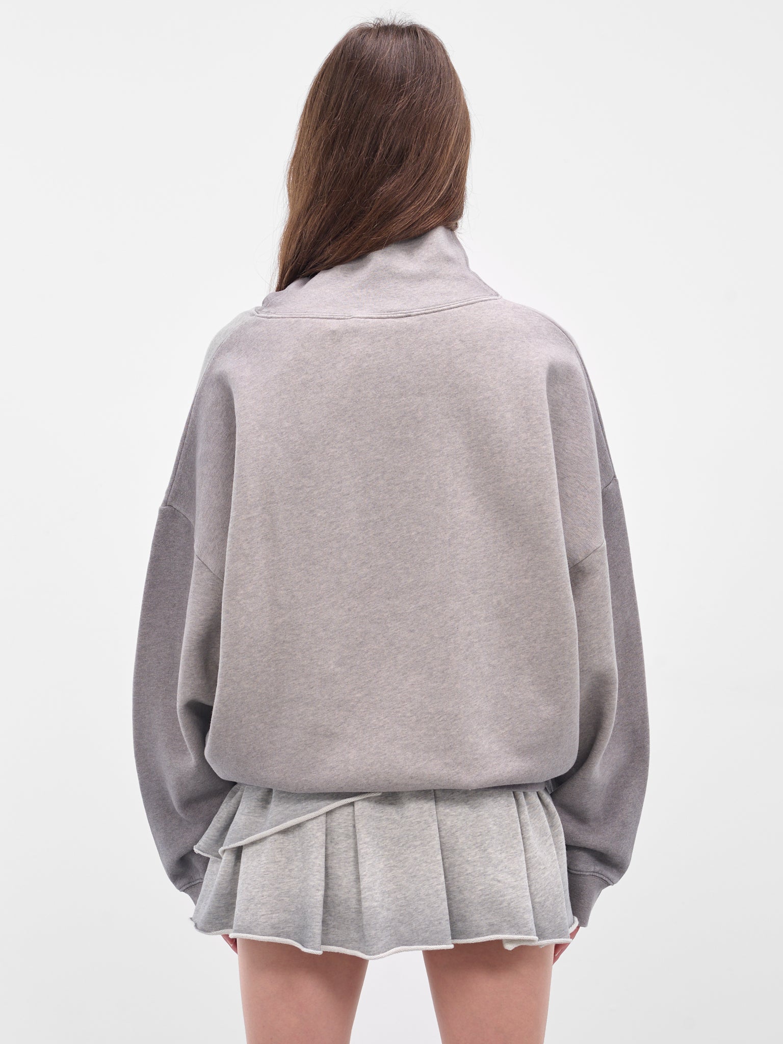 Grey Graphic High Neck Sweatshirt (FN-WN-SWEA000254-GREY-MELANGE)