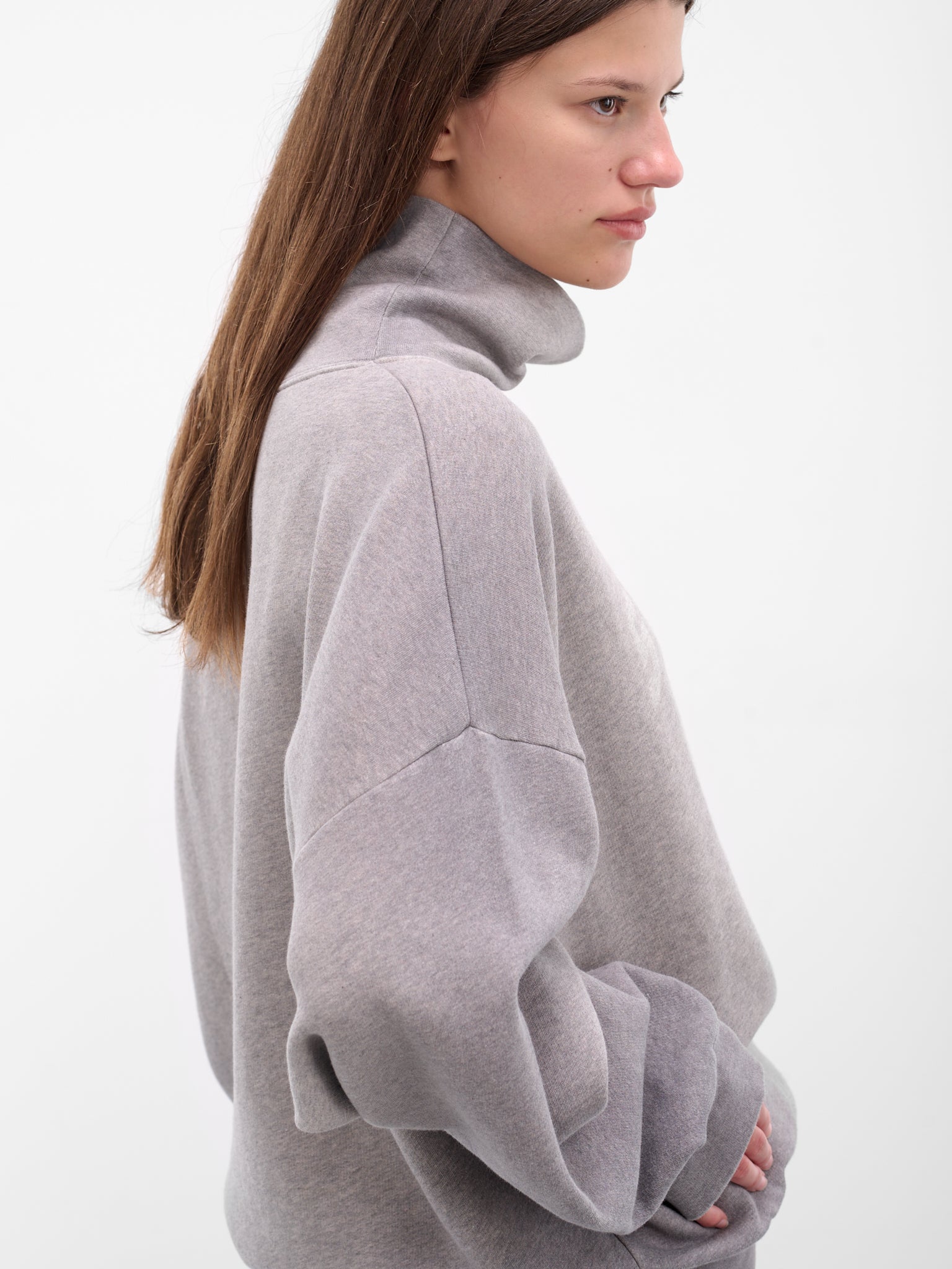 Grey Graphic High Neck Sweatshirt (FN-WN-SWEA000254-GREY-MELANGE)