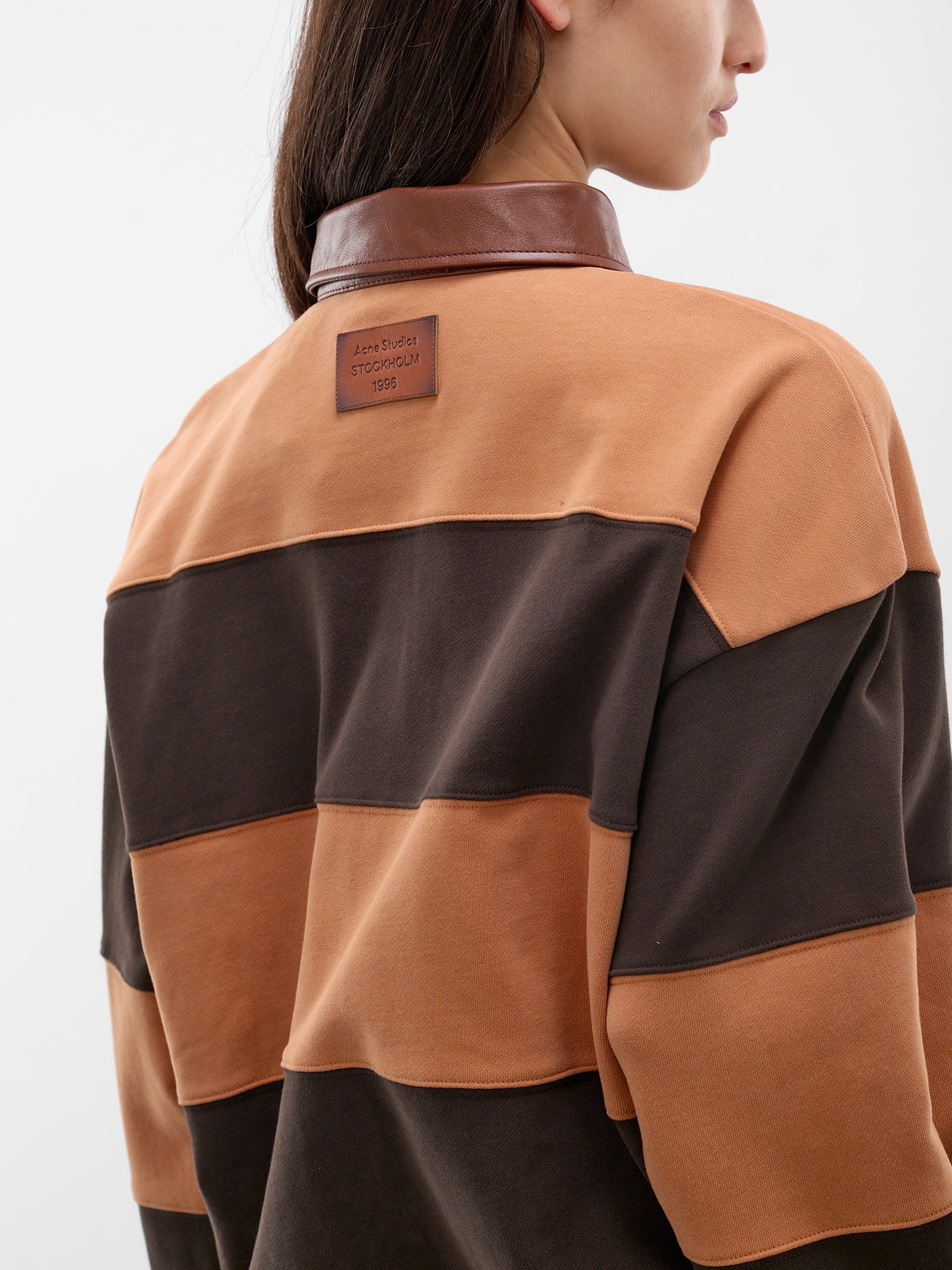 Oversized Striped Cotton Polo Sweater (FN-WN-SWEA000296-DARK-BROWN-CO)
