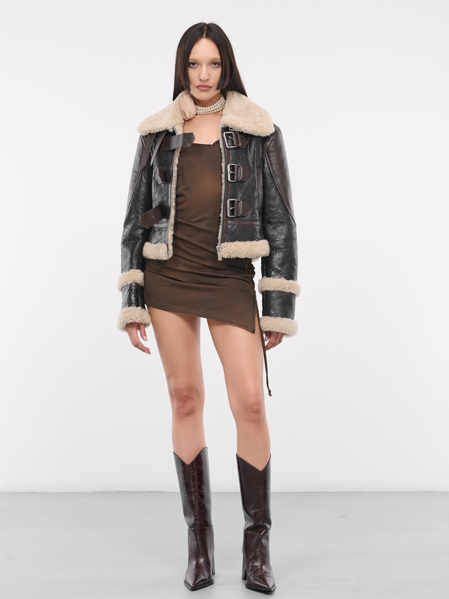 Gathered Slip Dress (FN-WN-TSHI000572-CARAMEL-BROWN)