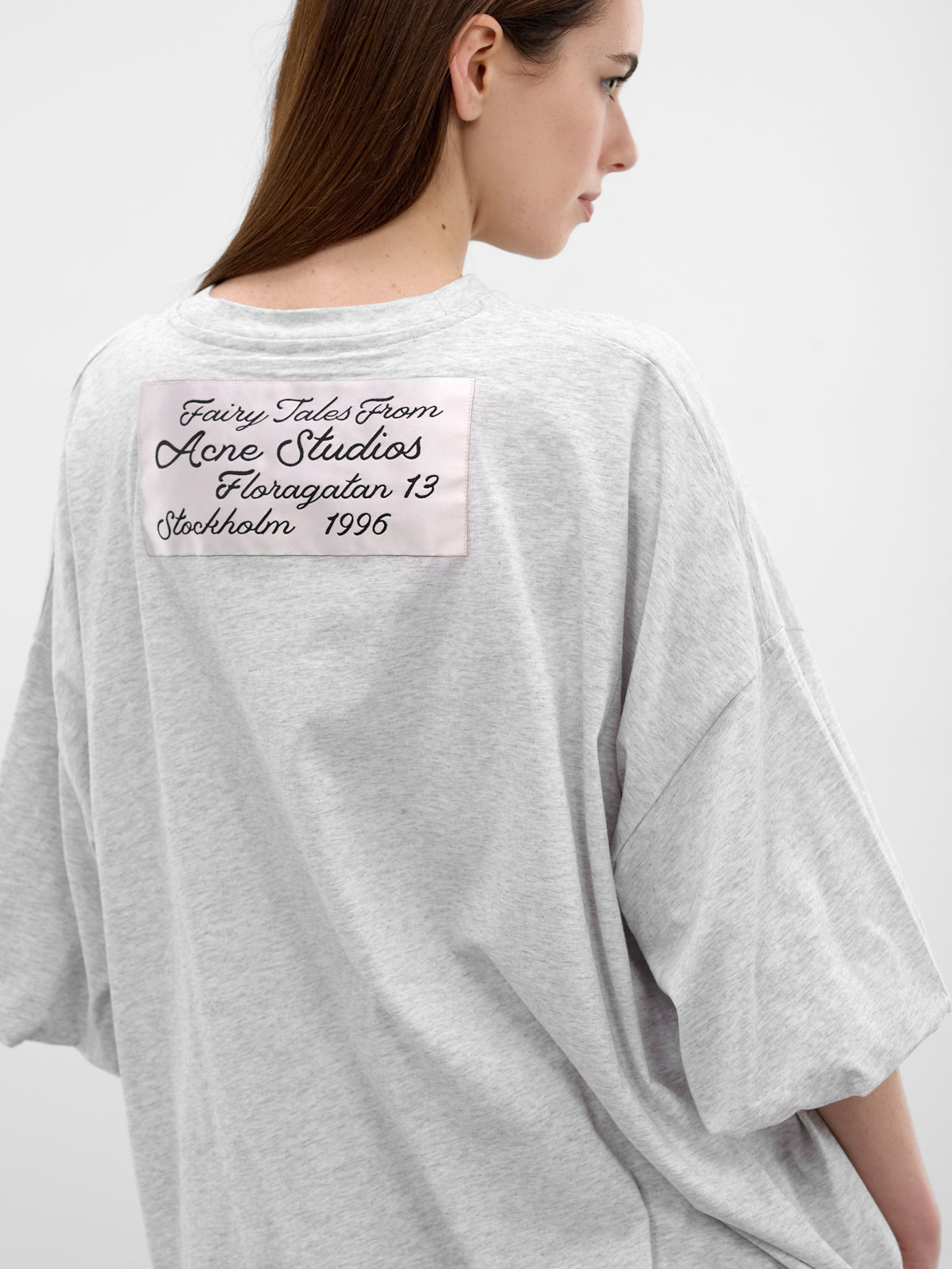 Oversized Gathered Hem Logo Tee (FN-WN-TSHI000761-GREY-MELANGE)