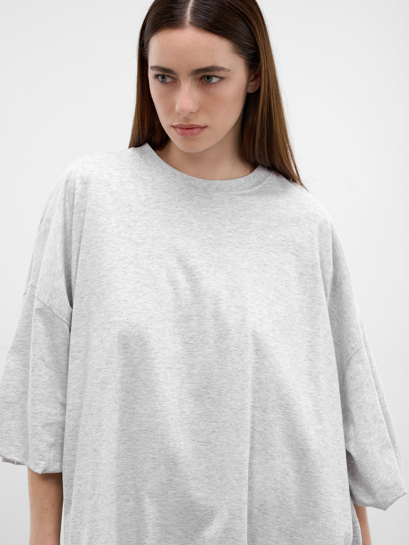 Oversized Gathered Hem Logo Tee (FN-WN-TSHI000761-GREY-MELANGE)