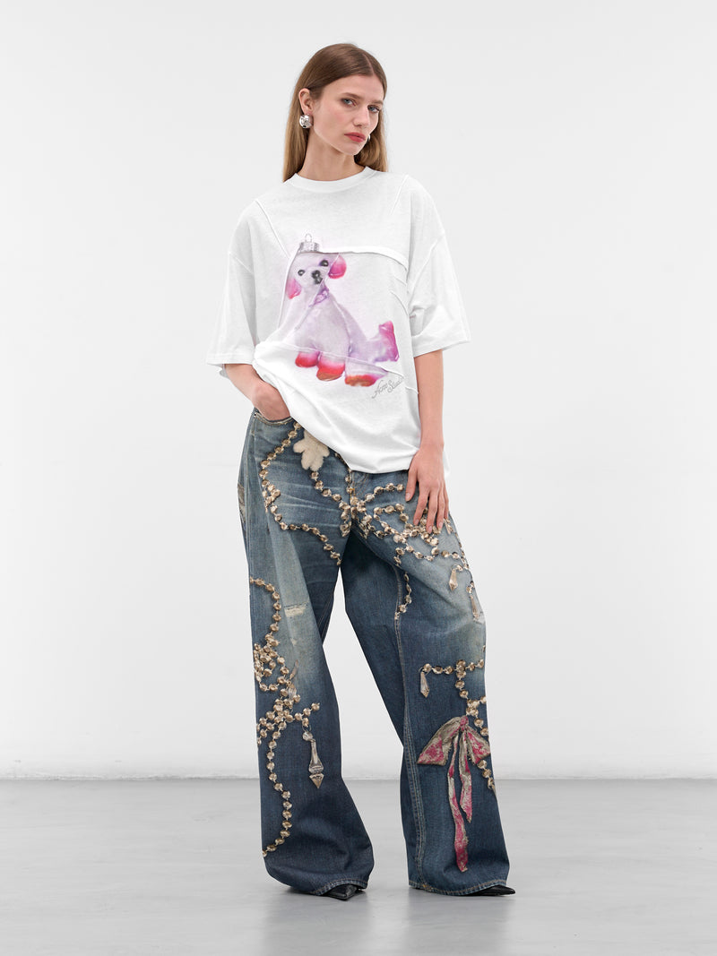 White Graphic Print Folded Tee (FN-WN-TSHI000824-OPTIC-WHITE)