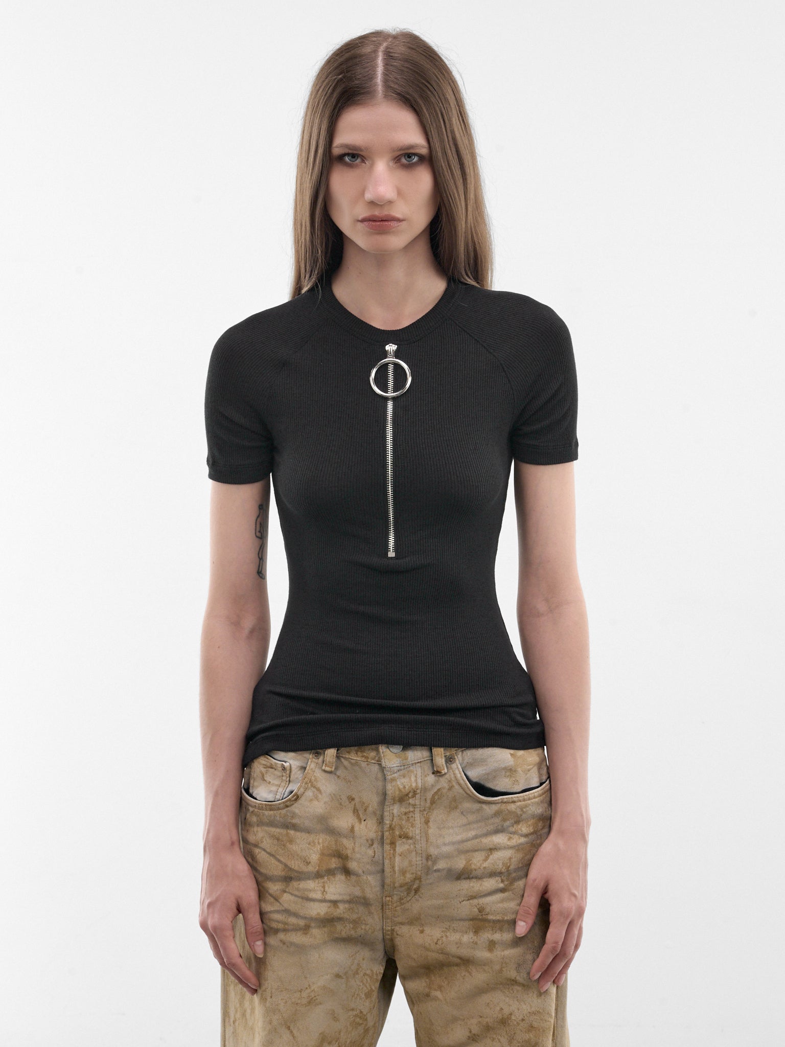 Black Ring Zip Tee (FN-WN-TSHI000860-BLACK)