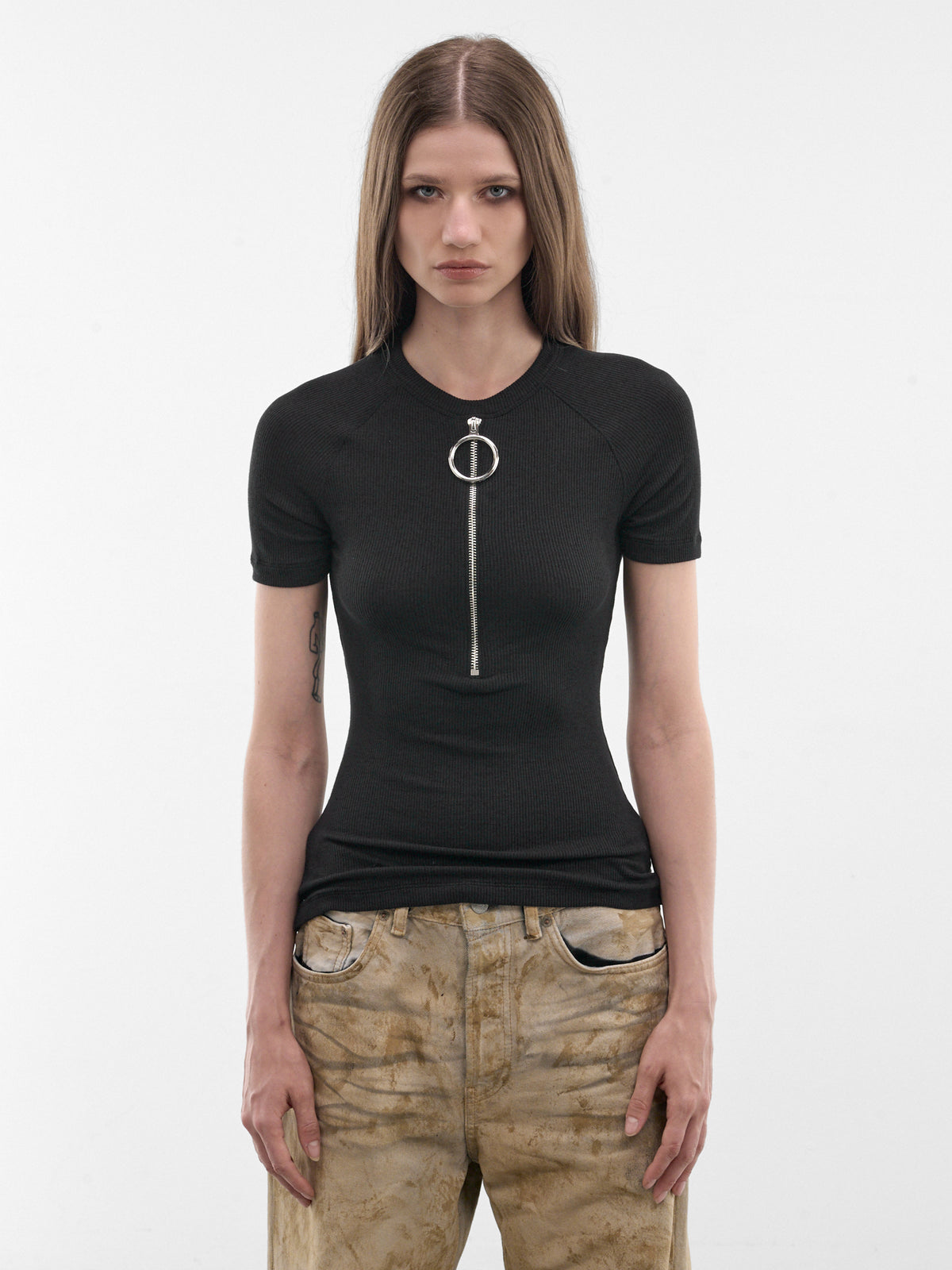 Black Ring Zip Tee (FN-WN-TSHI000860-BLACK)