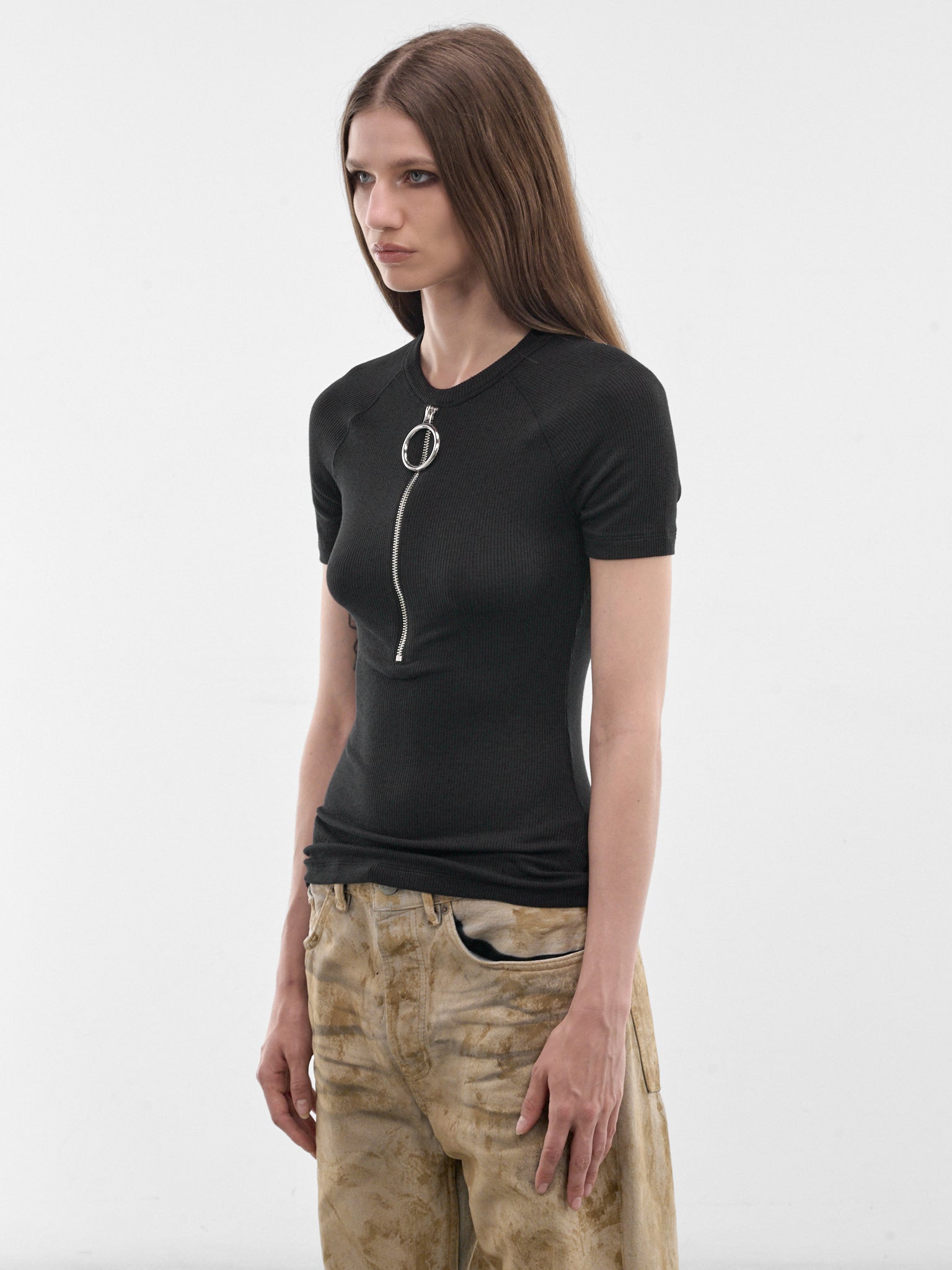 Black Ring Zip Tee (FN-WN-TSHI000860-BLACK)