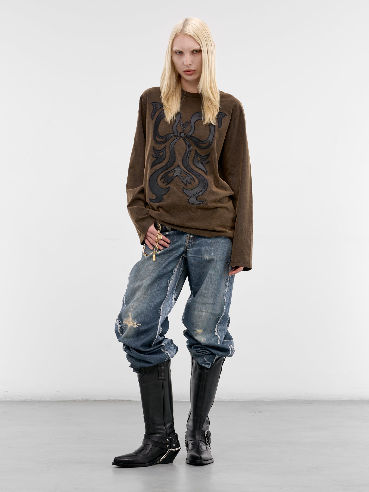 Trompe L'oeil Denim Print Jeans (RW-UX-TROU000001-MID-BLUE)