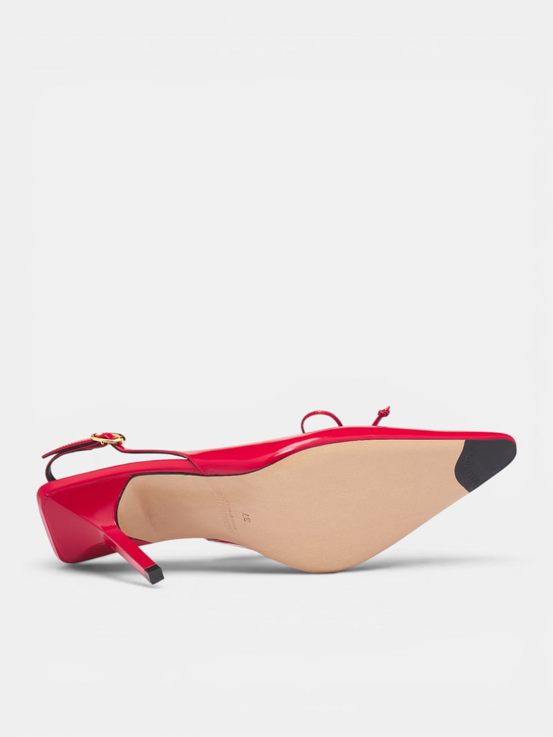 Red Leather Cubisto Slingback Heels (FOW00137AC18A03-RED)