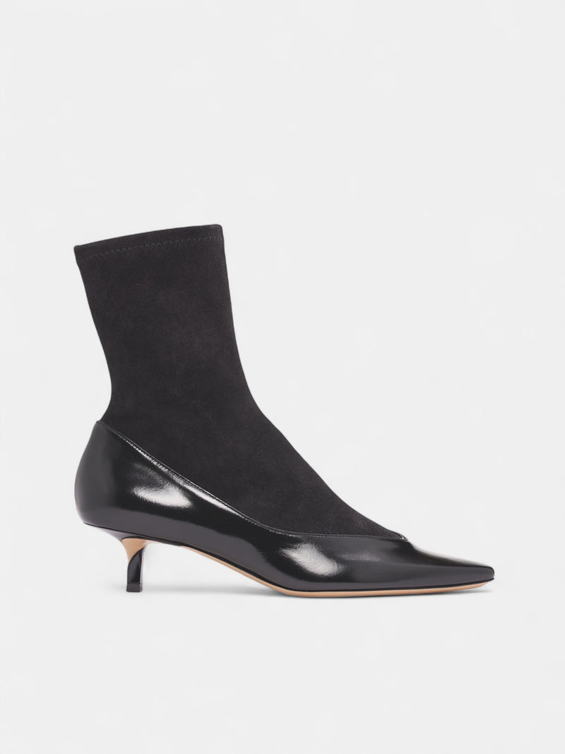 Black Stretch Suede Tourni Pumps (FOW00180AC24M02-BLACK)