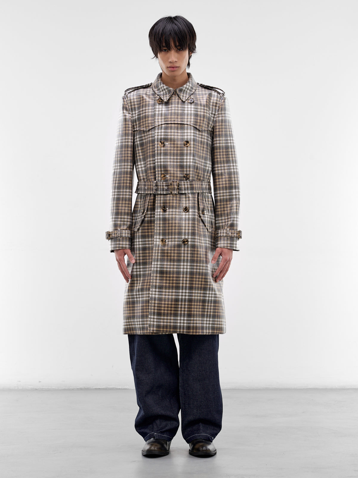 Foxfield CheckTrench Coat (FOXFIELD-CHALK-WHITE-TRUFFLE)