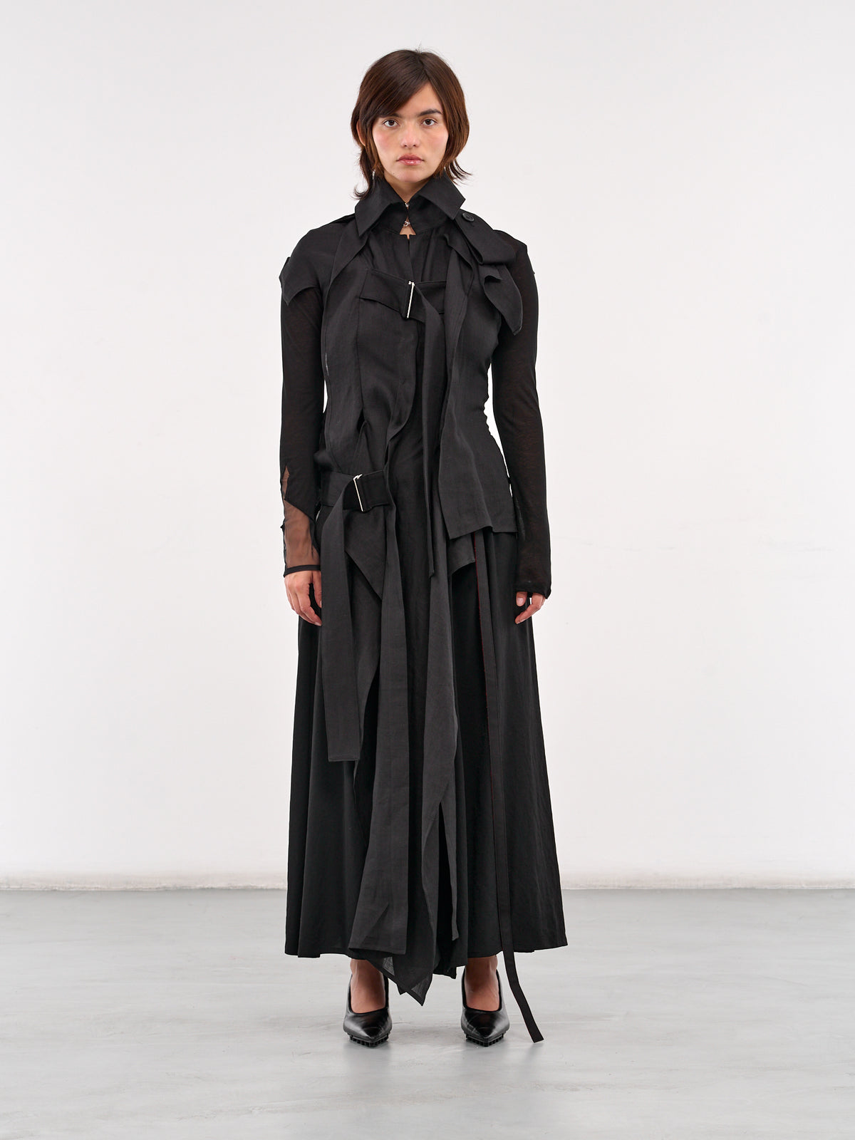 R Belt Long Jacket (FP-J07-301-1-BLACK)